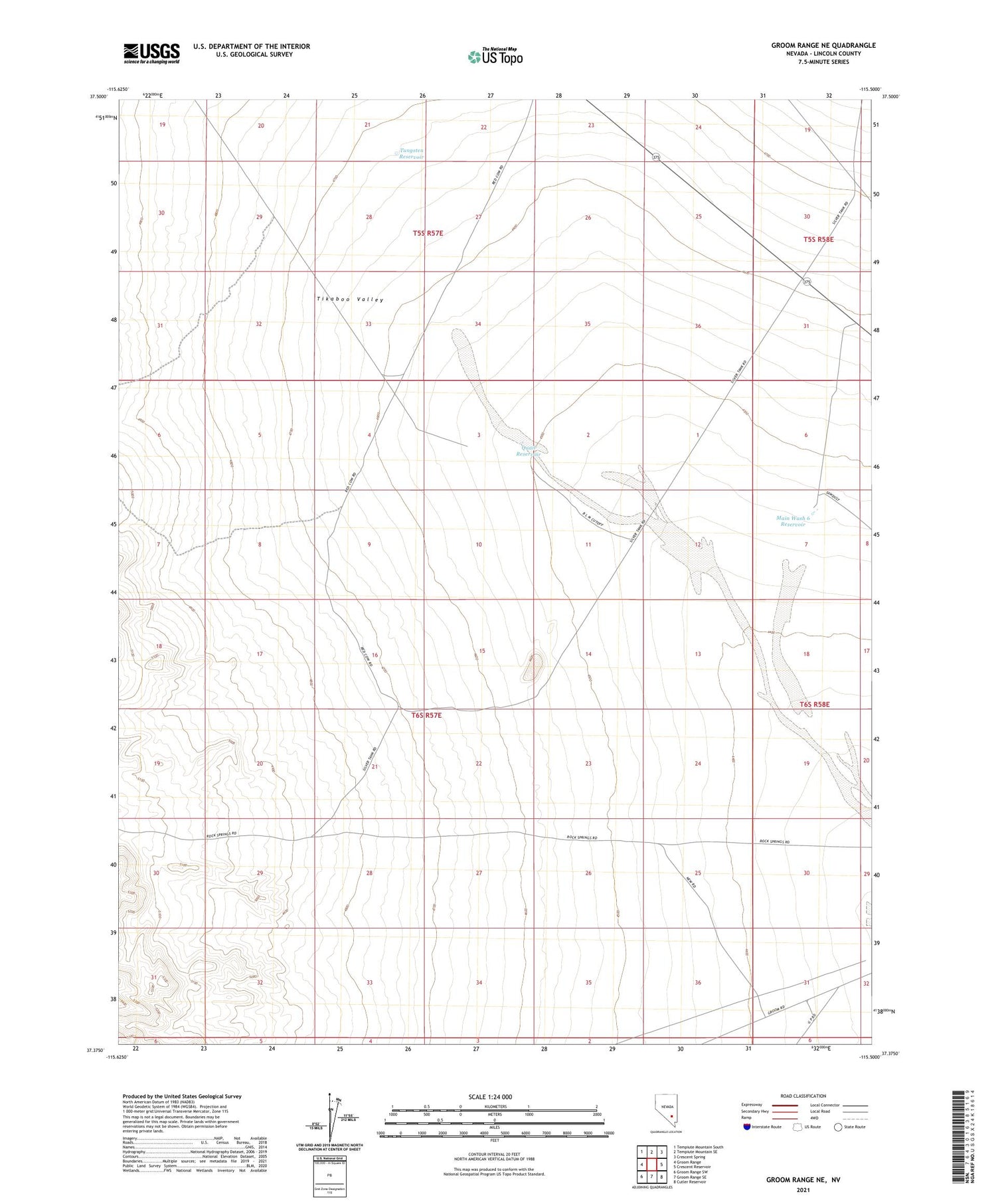 Groom Range NE Nevada US Topo Map Image