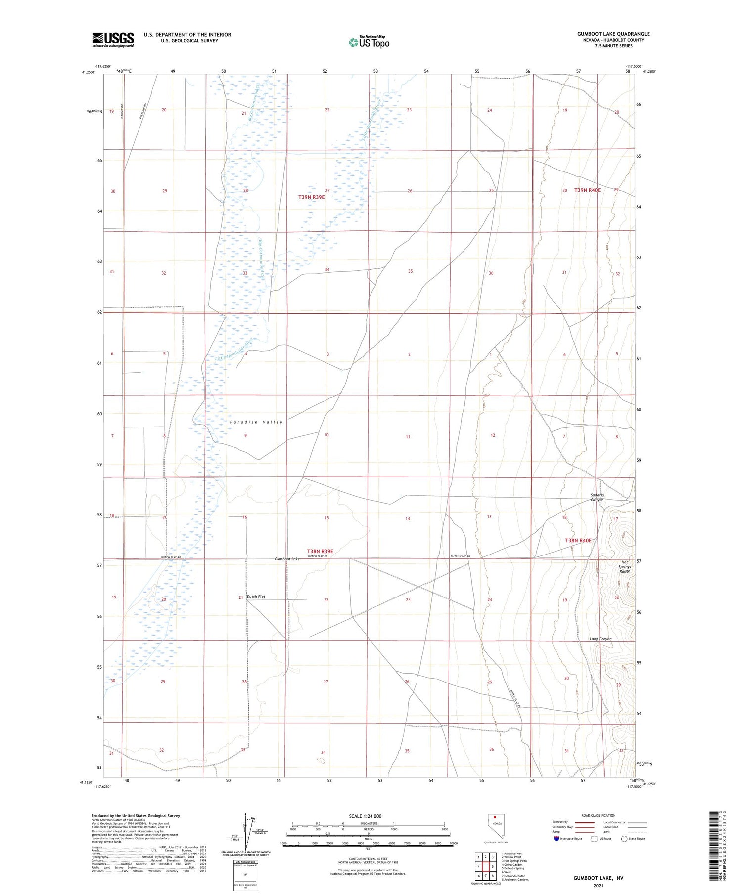 Gumboot Lake Nevada US Topo Map Image
