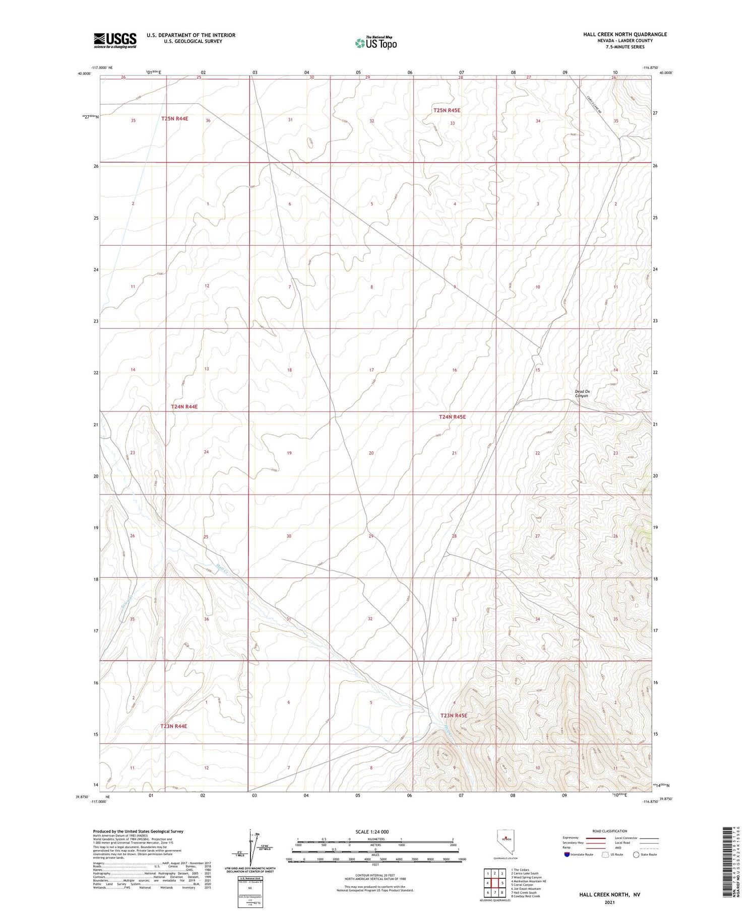 Hall Creek North Nevada US Topo Map Image