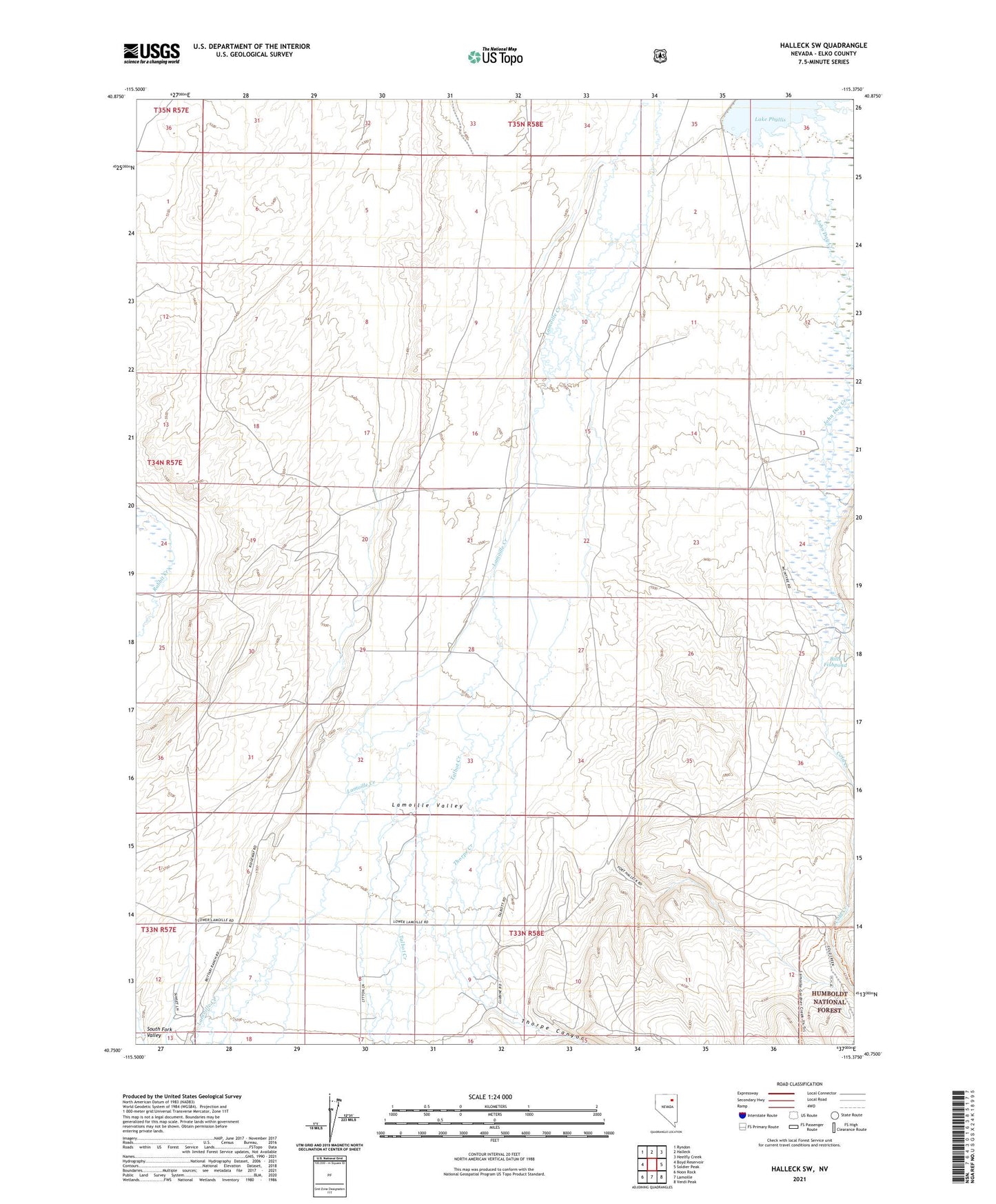 Halleck SW Nevada US Topo Map Image