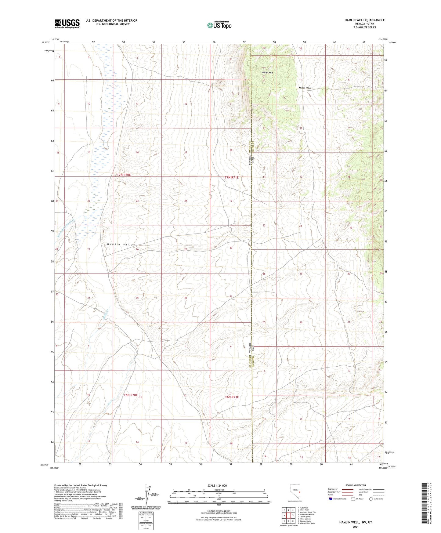 Hamlin Well Nevada US Topo Map Image