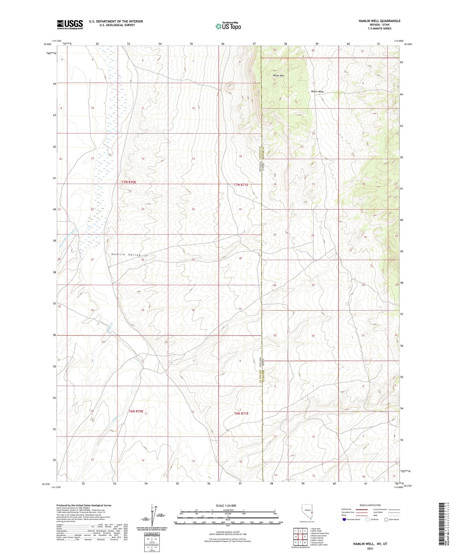Hamlin Well Nevada US Topo Map Image