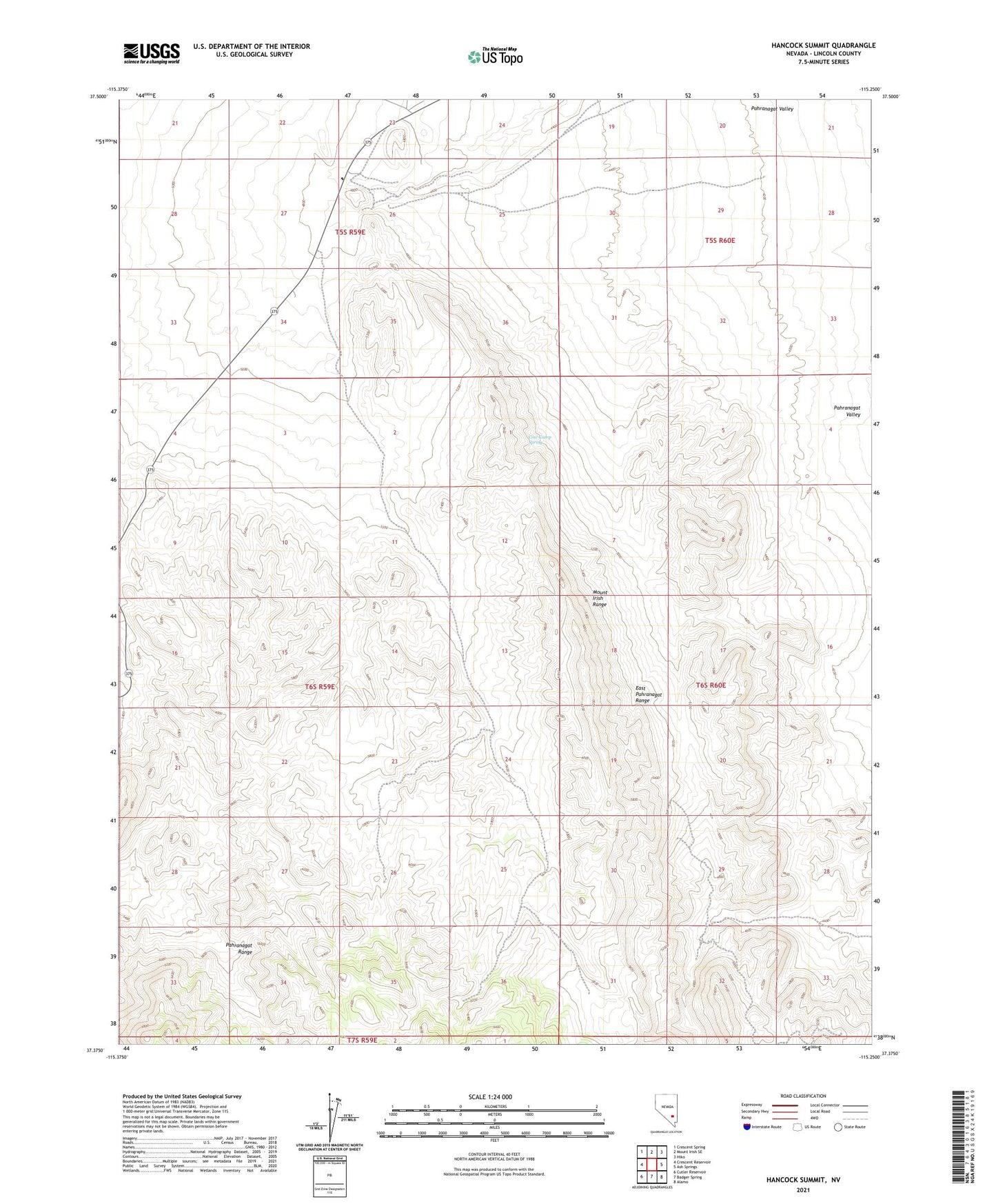Hancock Summit Nevada US Topo Map Image