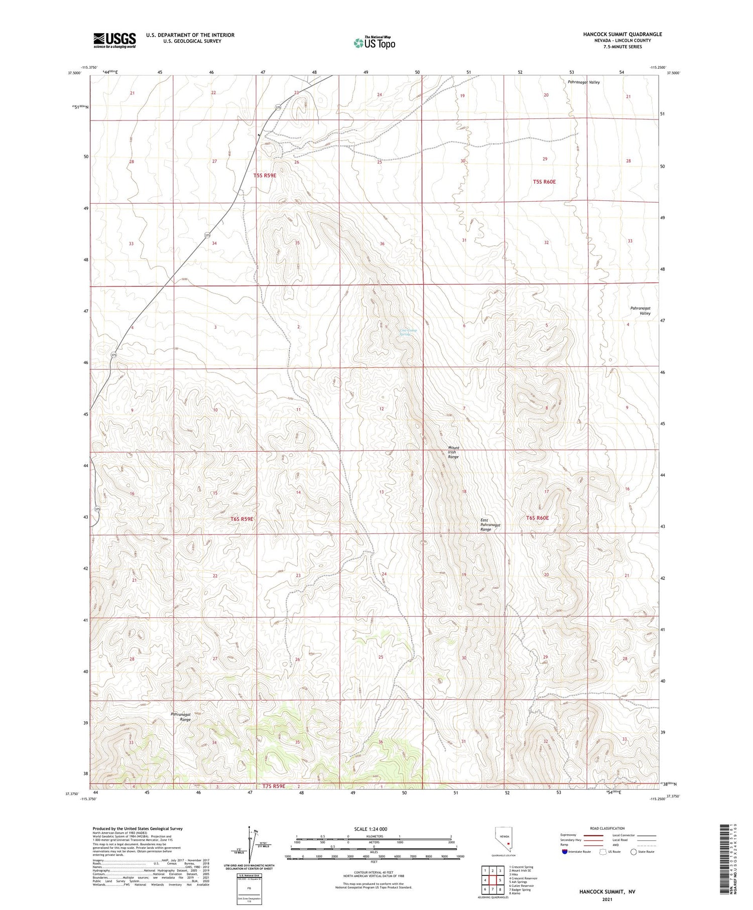 Hancock Summit Nevada US Topo Map Image