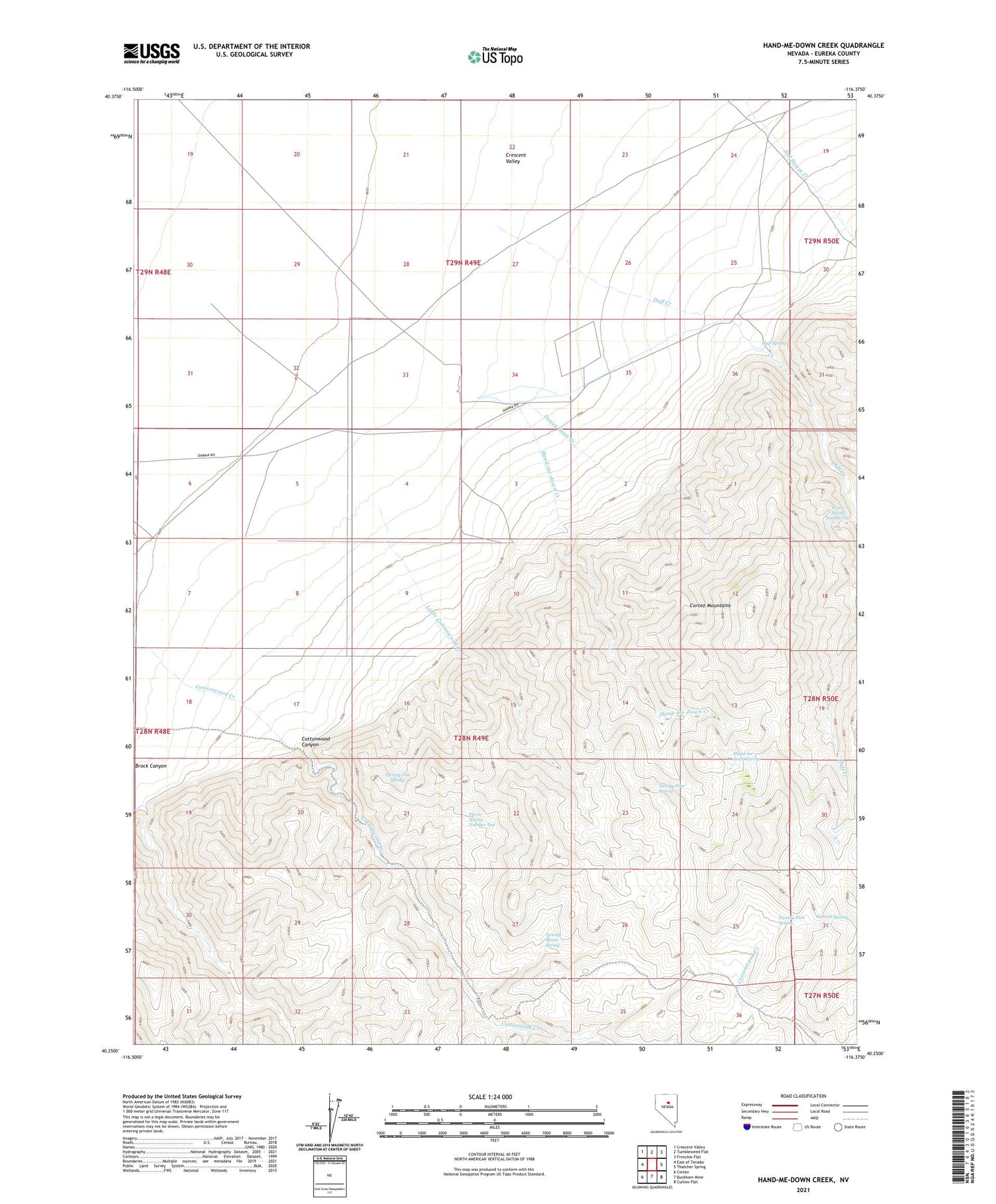 Hand-me-down Creek Nevada US Topo Map Image