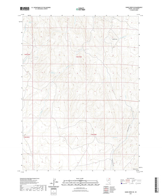 Hanks Creek SW Nevada US Topo Map Image