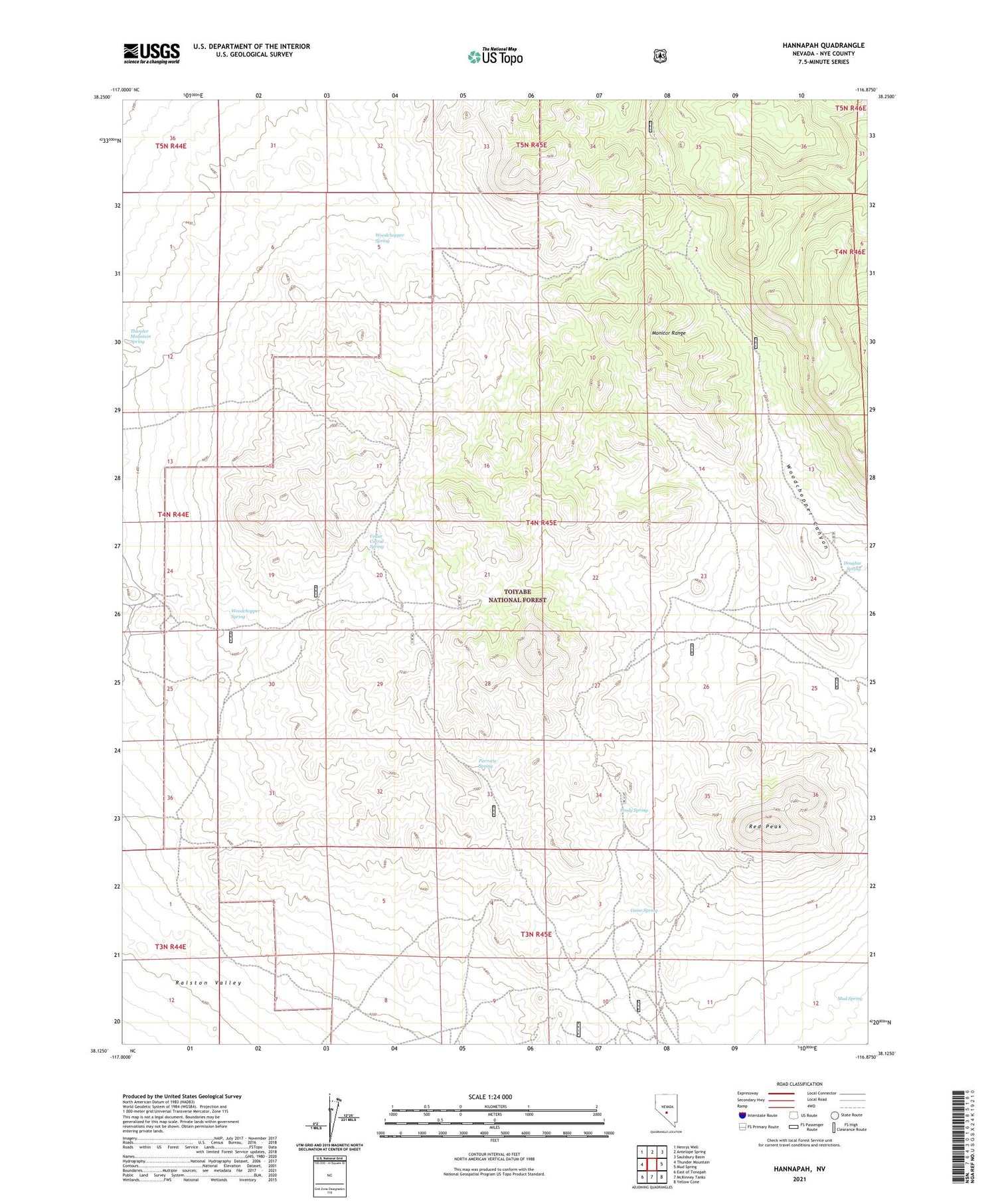 Hannapah Nevada US Topo Map Image
