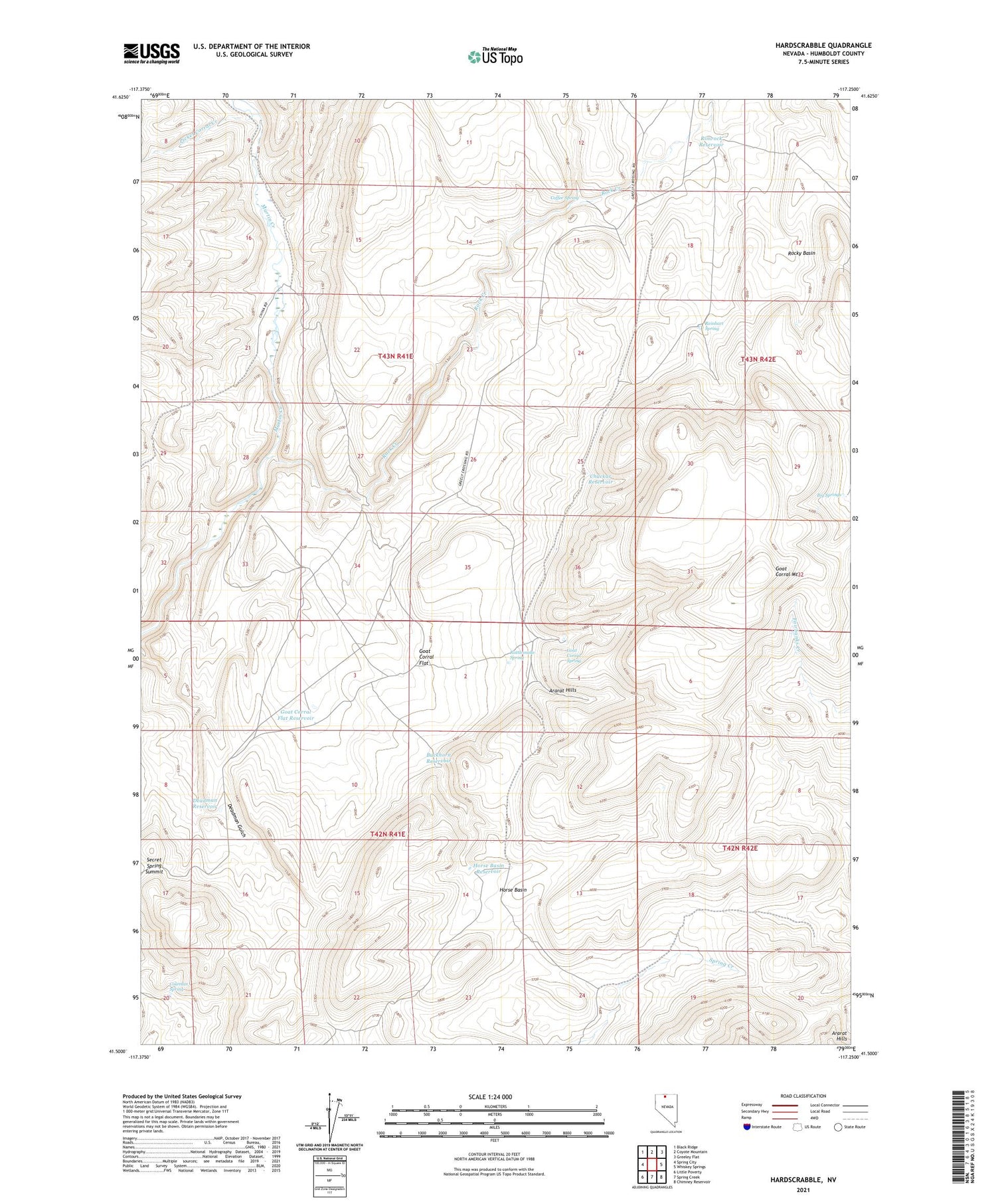 Hardscrabble Nevada US Topo Map Image