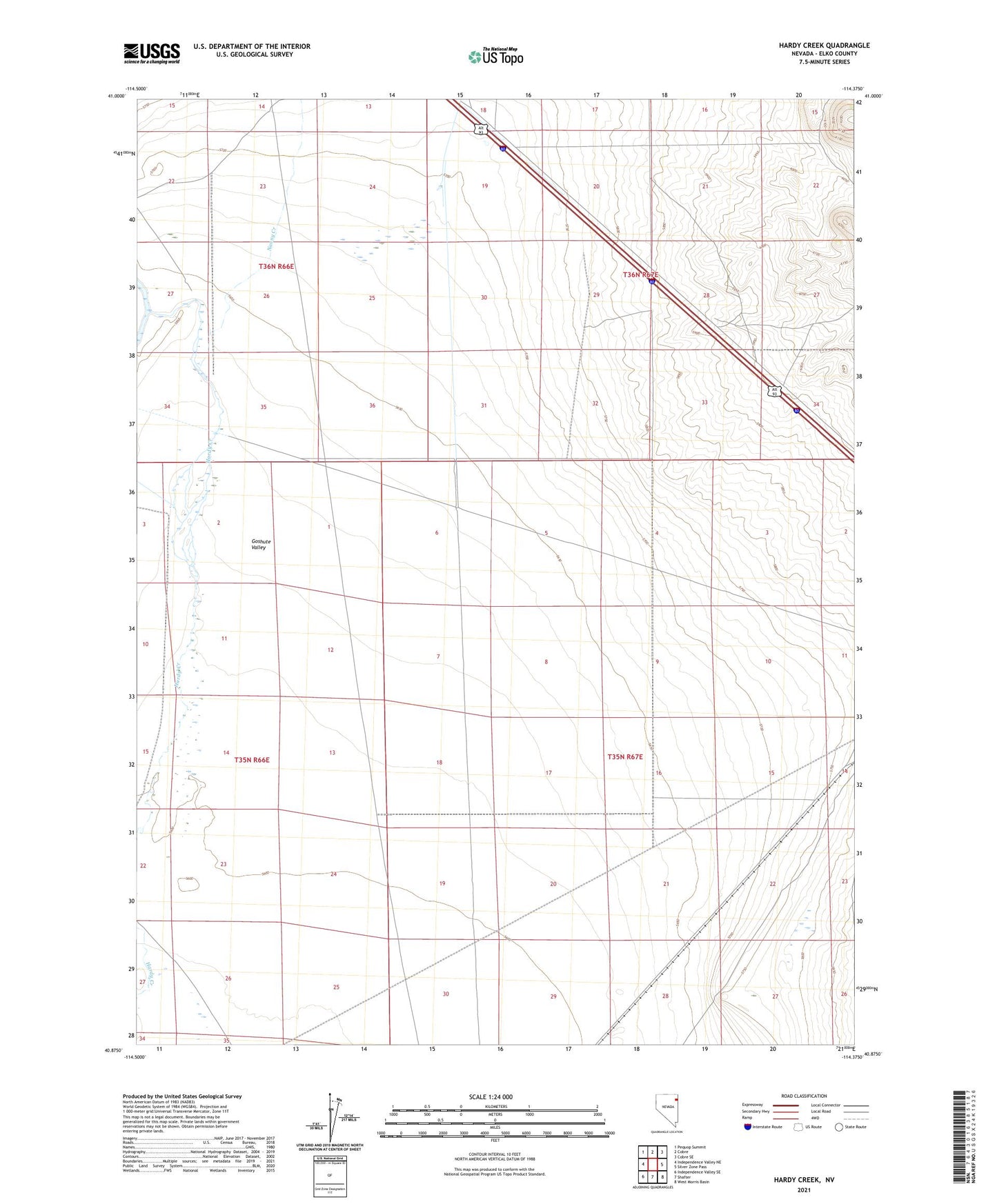 Hardy Creek Nevada US Topo Map Image