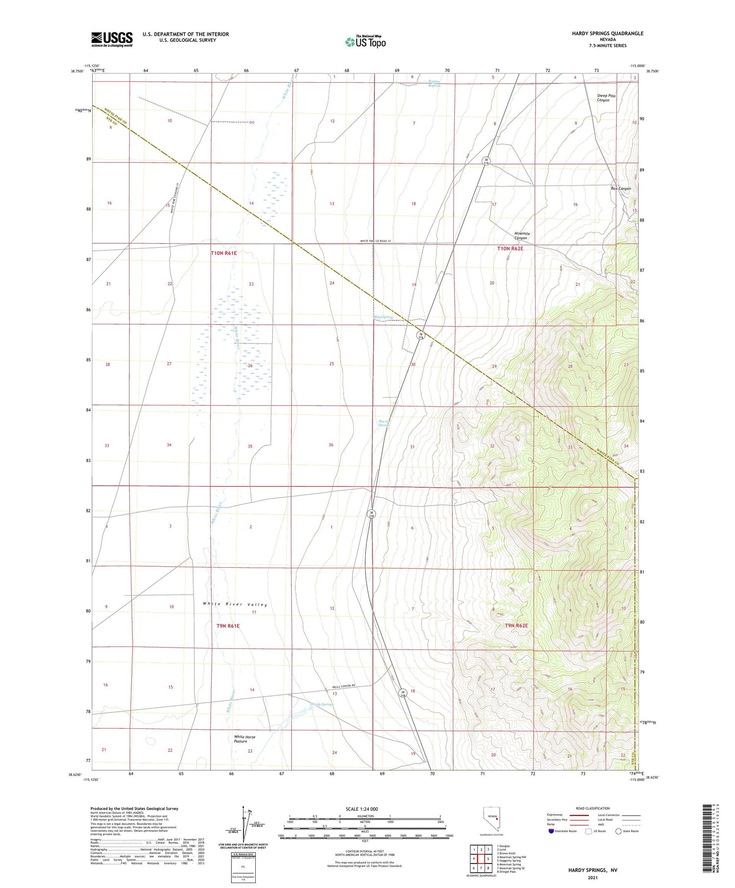 Hardy Springs Nevada US Topo Map Image
