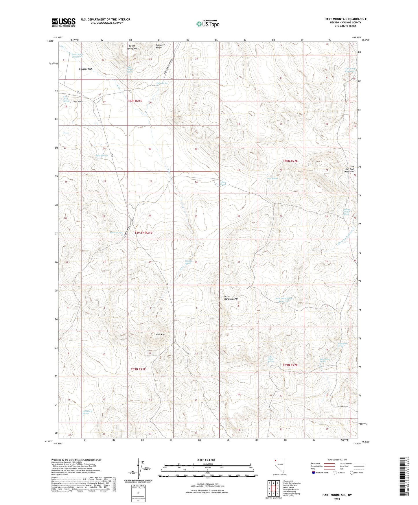 Hart Mountain Nevada US Topo Map Image