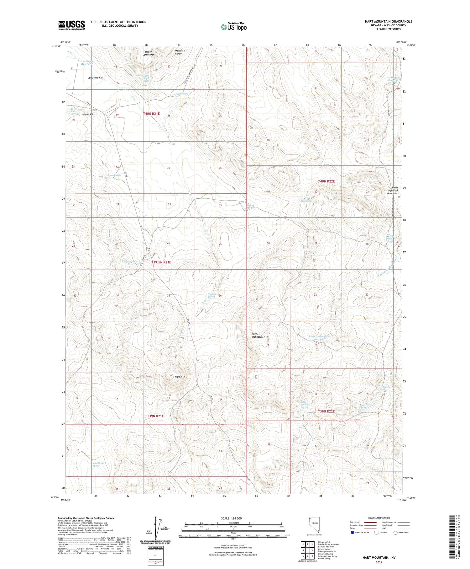 Hart Mountain Nevada US Topo Map Image
