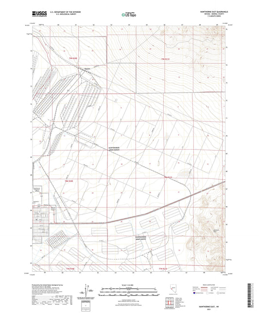 Hawthorne East Nevada US Topo Map Image