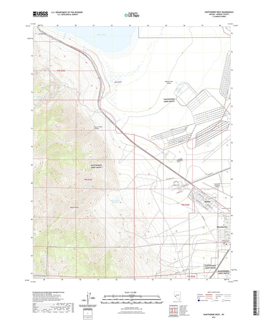 Hawthorne West Nevada US Topo Map Image