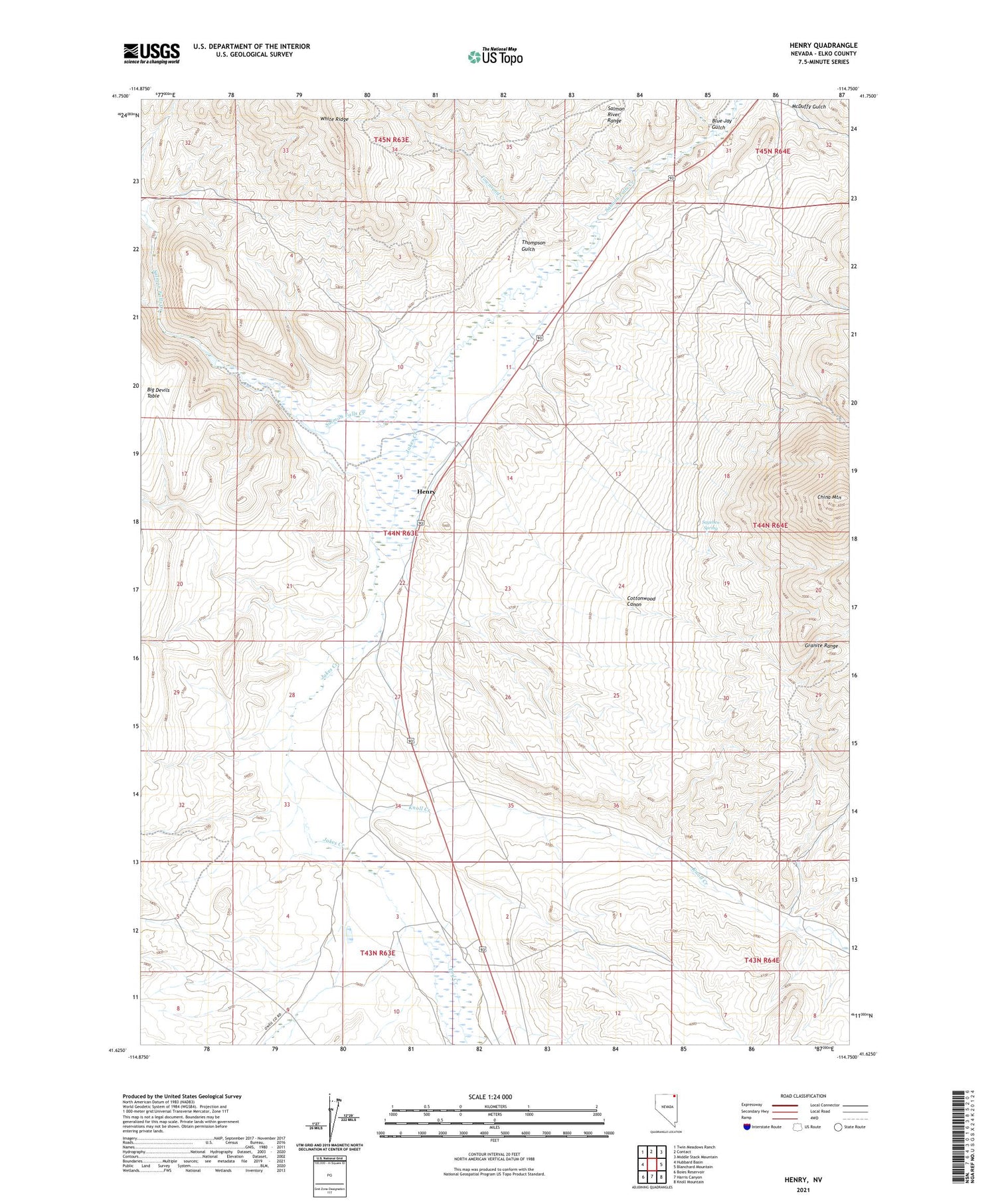 Henry Nevada US Topo Map Image