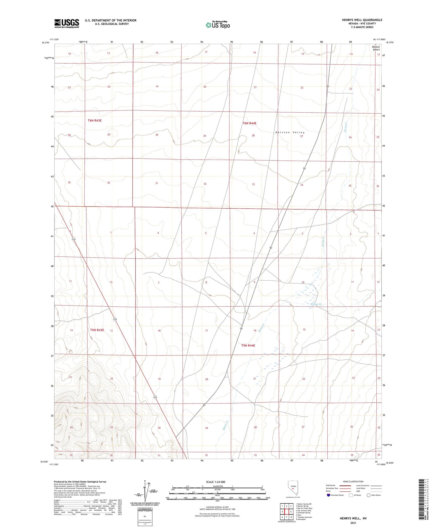 Henrys Well Nevada US Topo Map Image