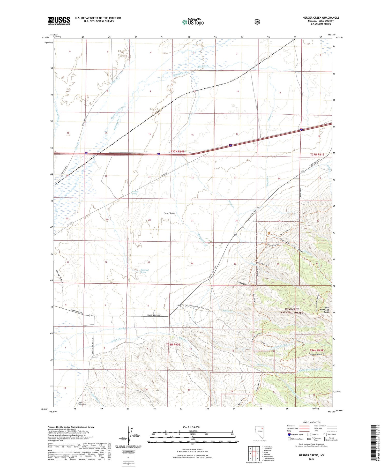 Herder Creek Nevada US Topo Map Image