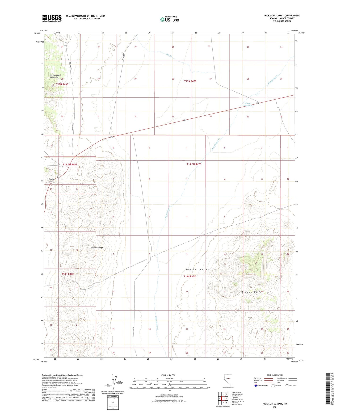Hickison Summit Nevada US Topo Map Image