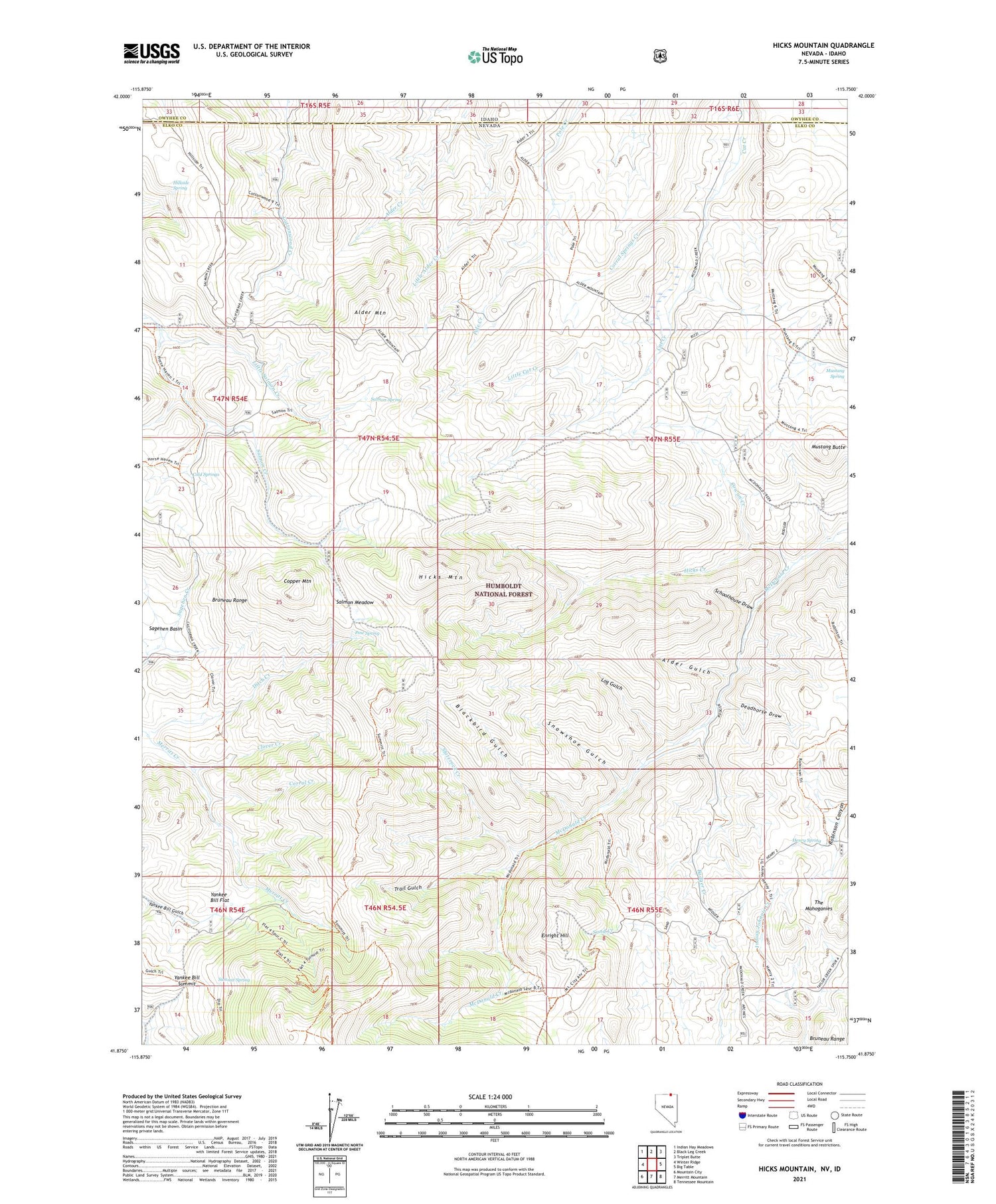 Hicks Mountain Nevada US Topo Map Image