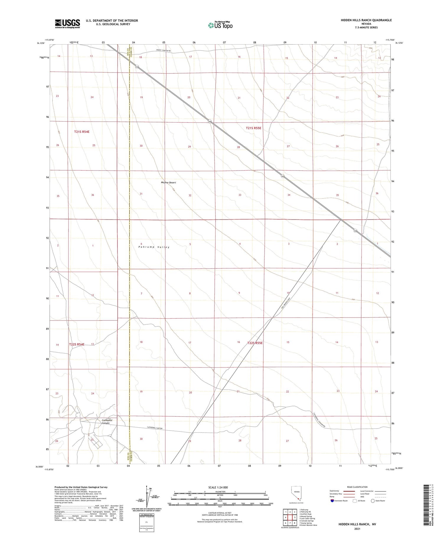 Hidden Hills Ranch Nevada US Topo Map Image
