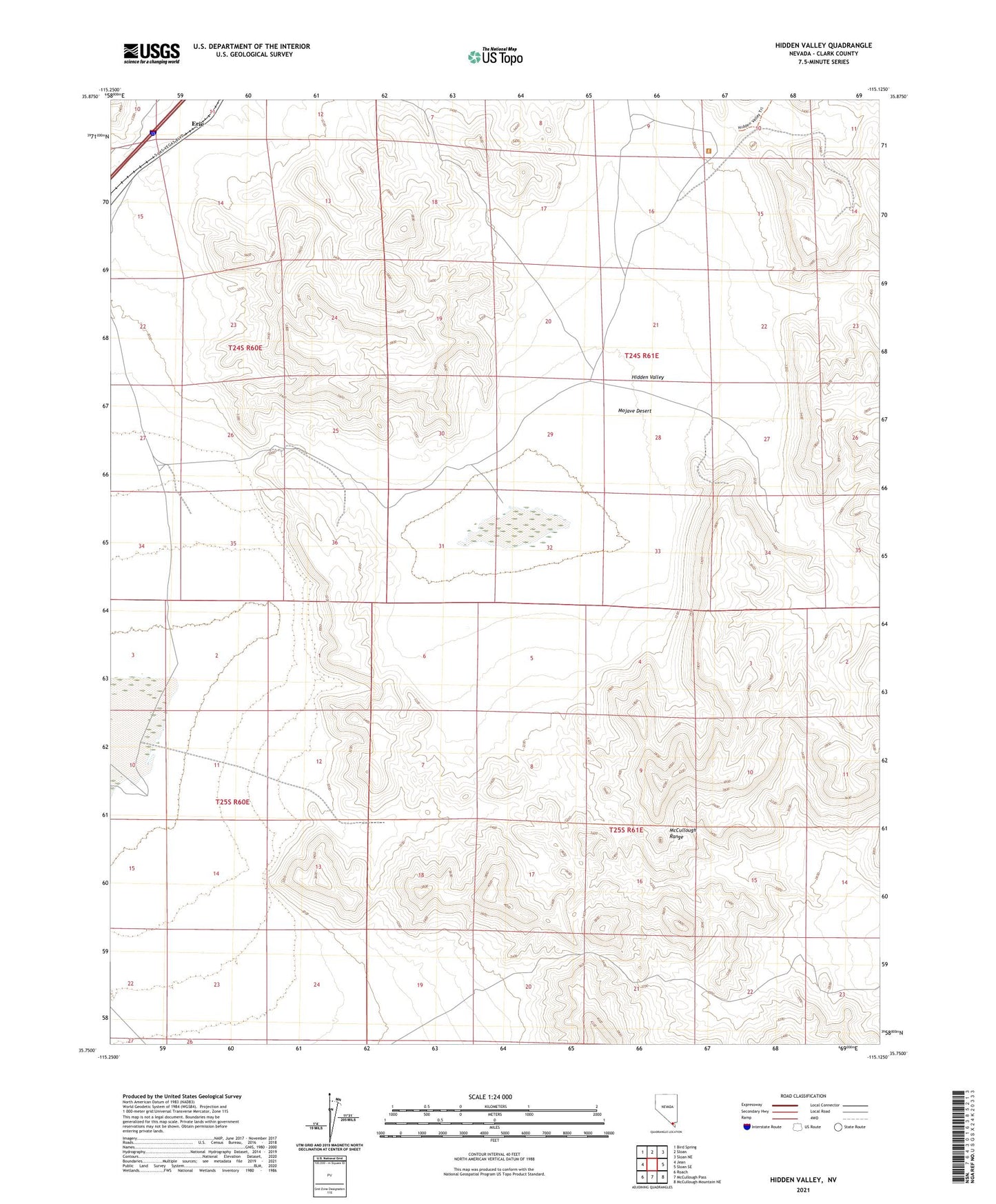 Hidden Valley Nevada US Topo Map Image
