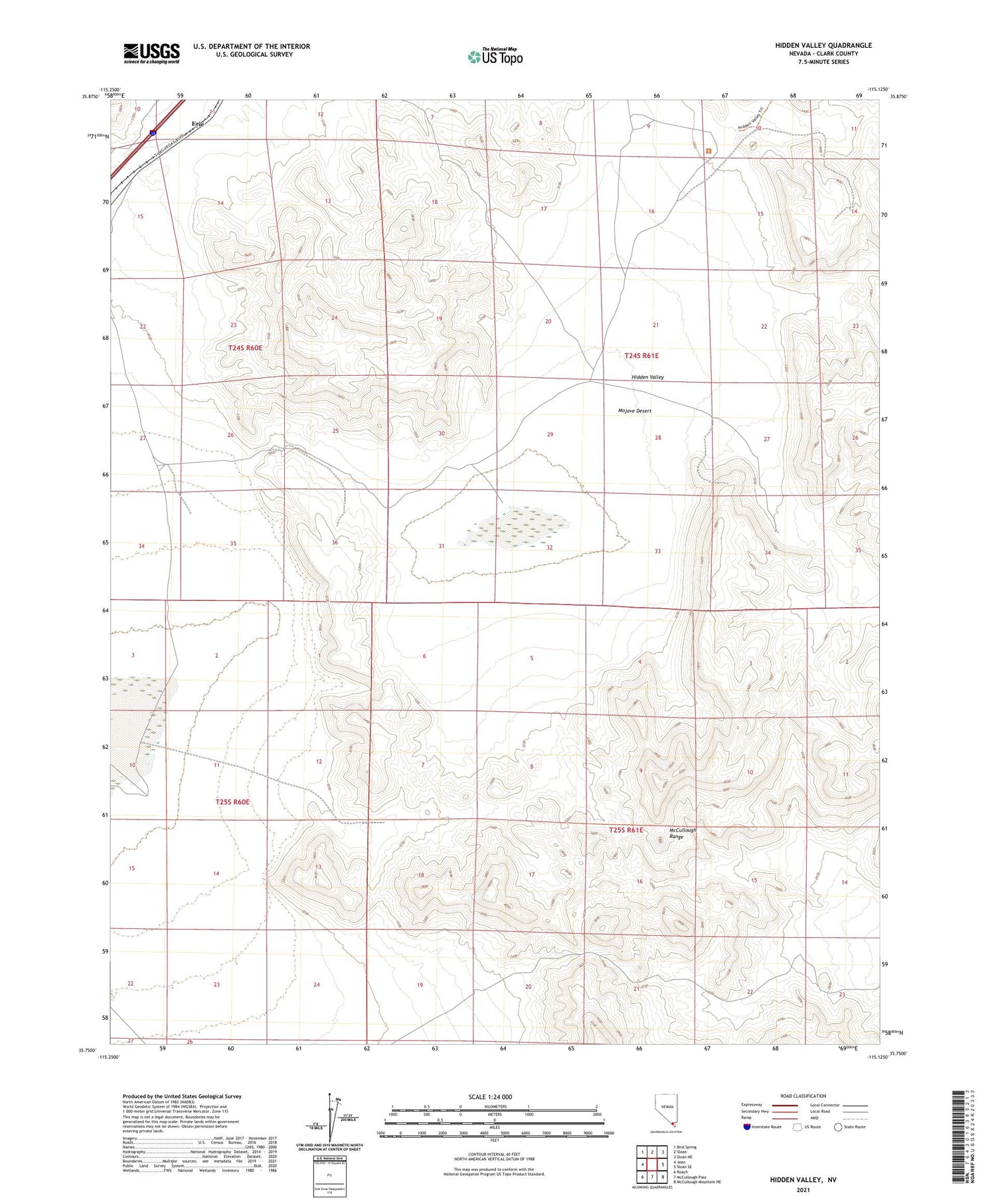 Hidden Valley Nevada US Topo Map Image