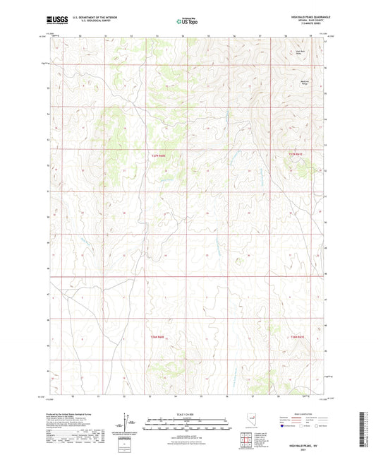 High Bald Peaks Nevada US Topo Map Image