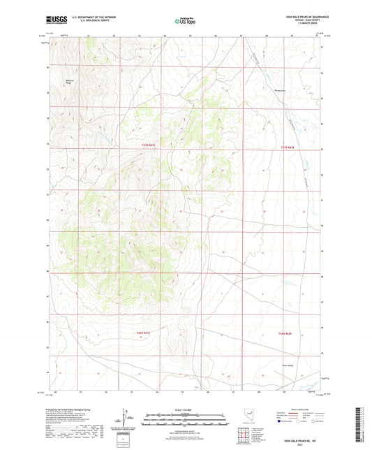 High Bald Peaks NE Nevada US Topo Map Image