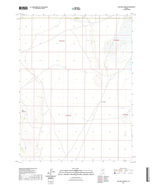High Bald Peaks SE Nevada US Topo Map Image