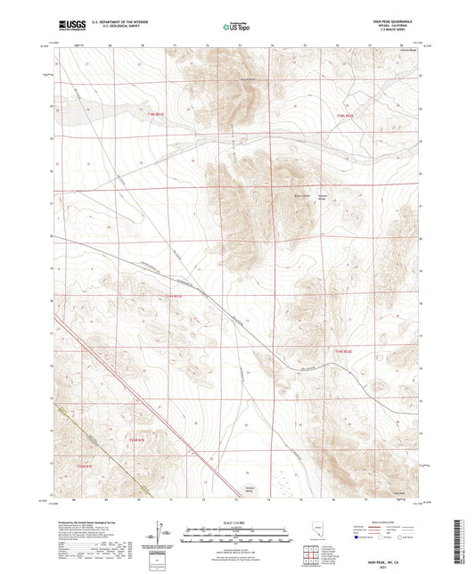 High Peak Nevada US Topo Map Image