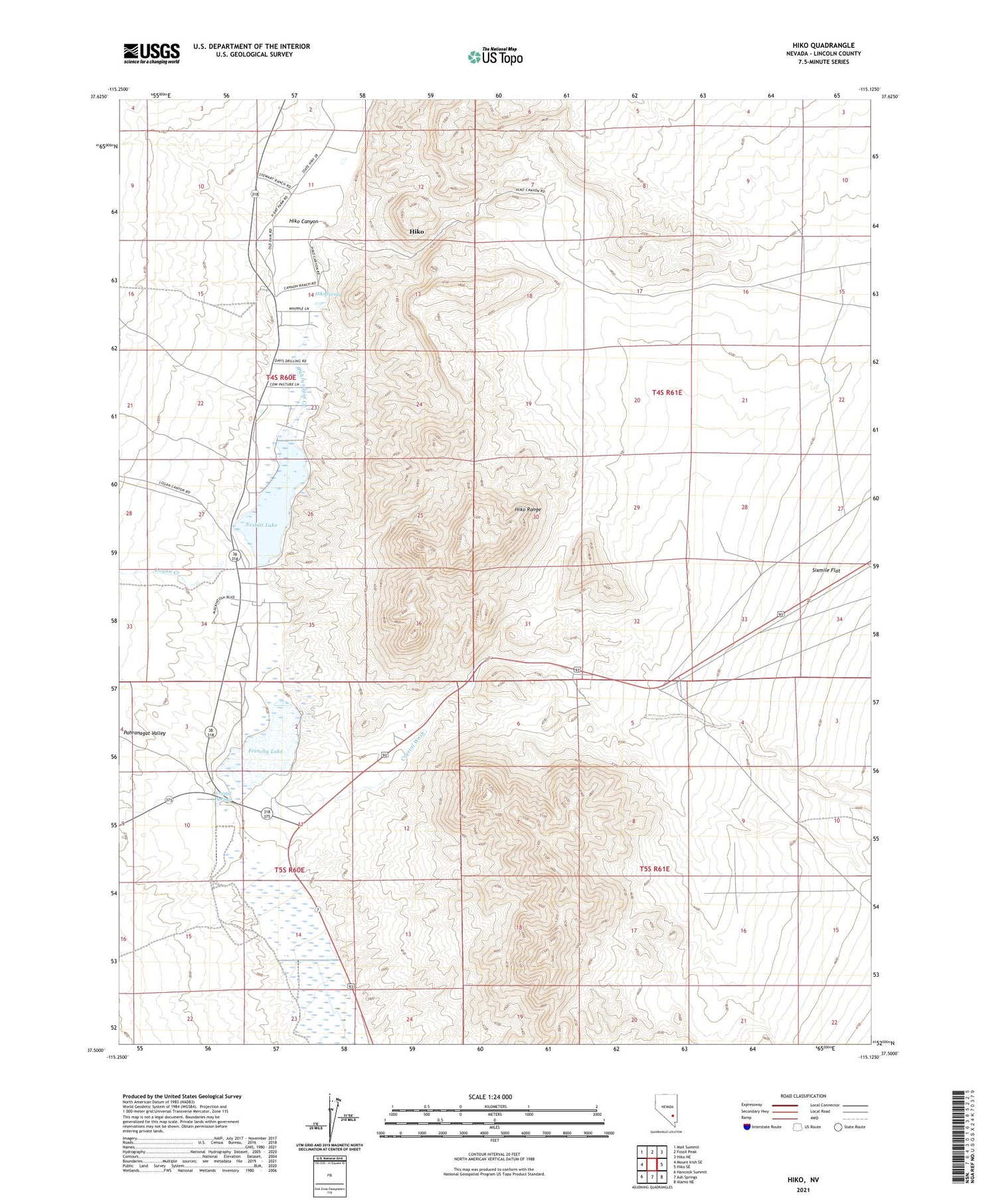 Hiko Nevada US Topo Map Image