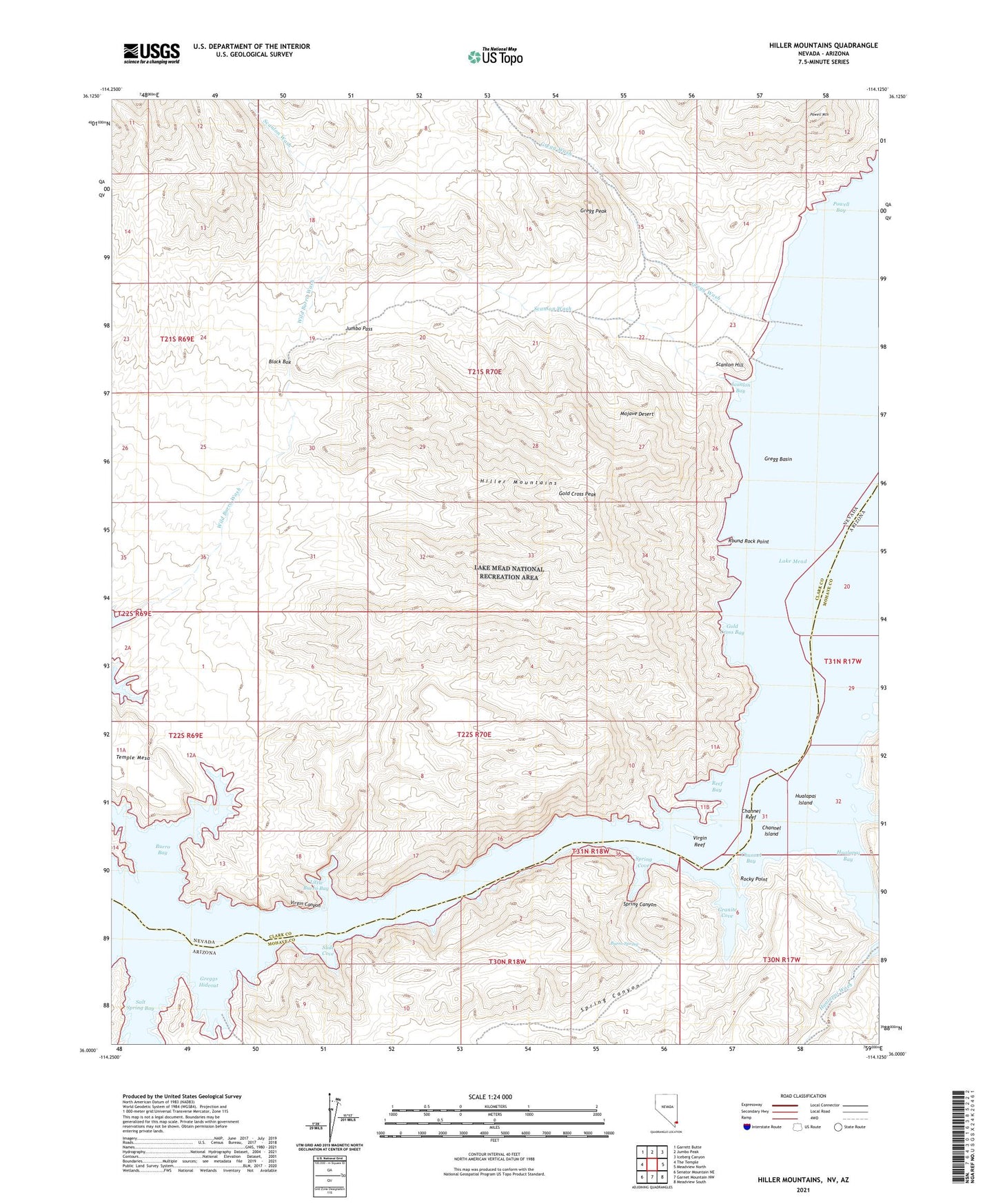 Hiller Mountains Nevada US Topo Map Image