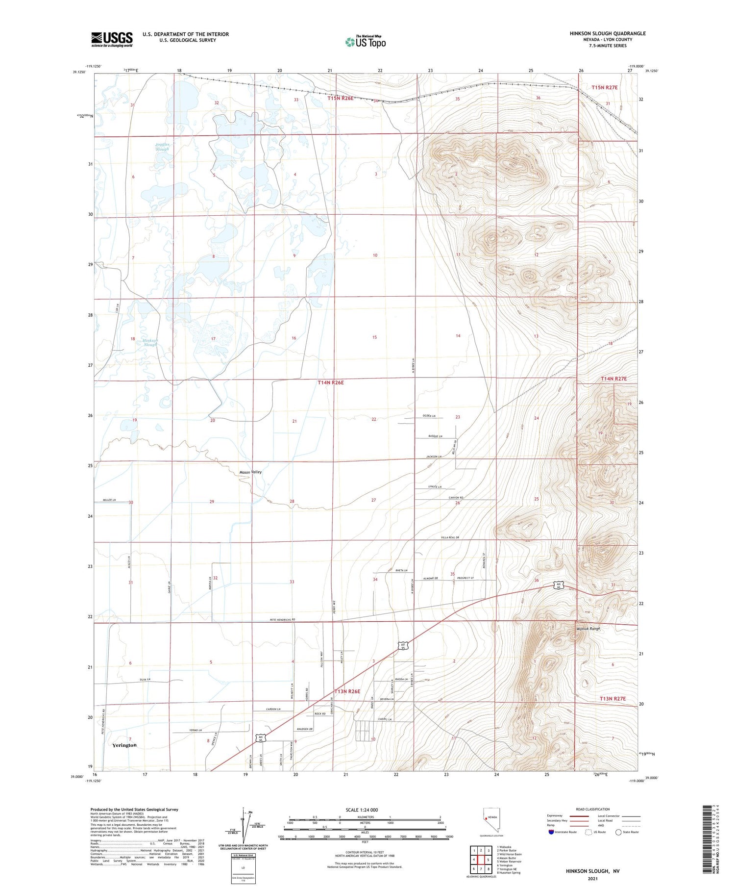 Hinkson Slough Nevada US Topo Map Image