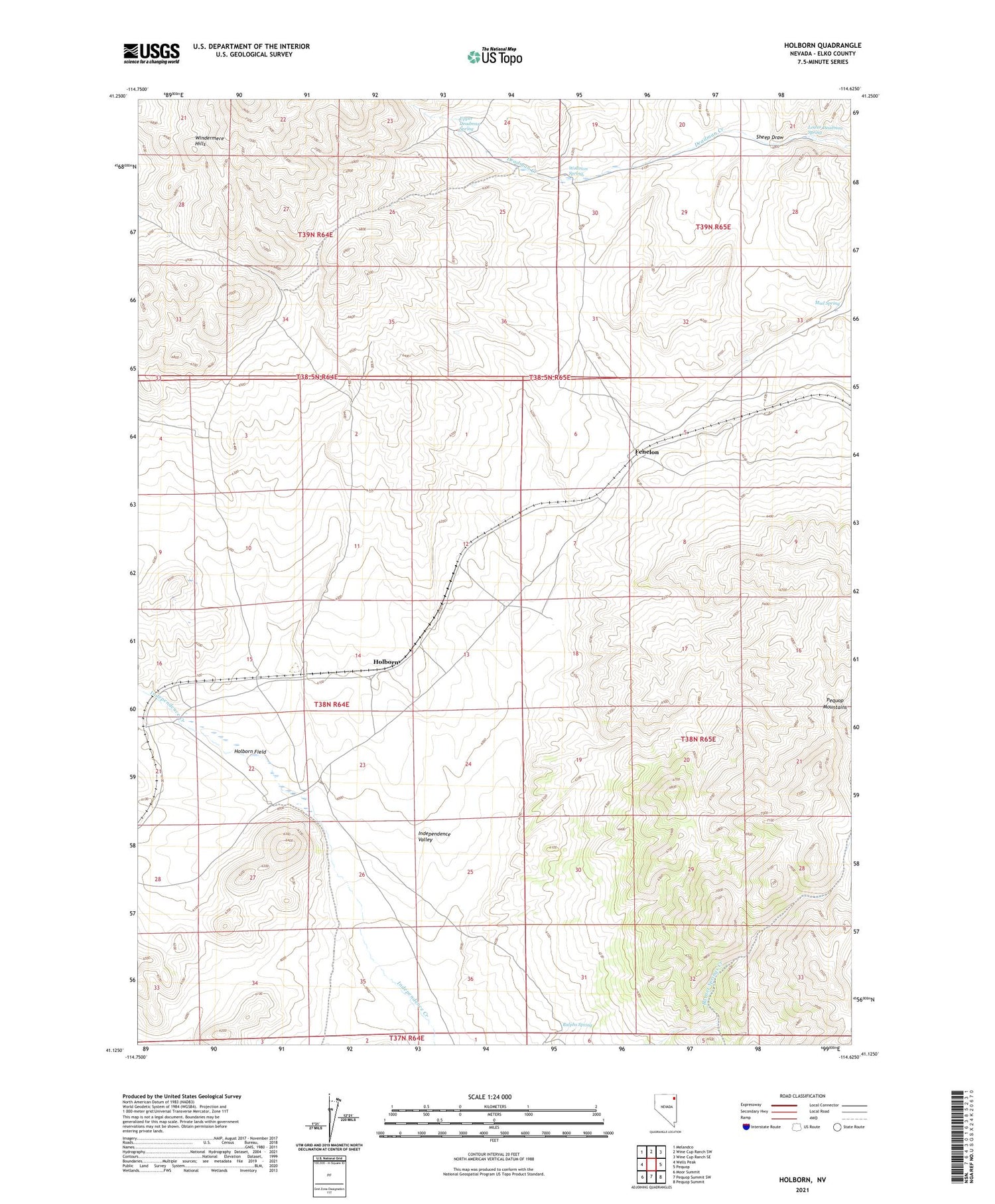 Holborn Nevada US Topo Map Image