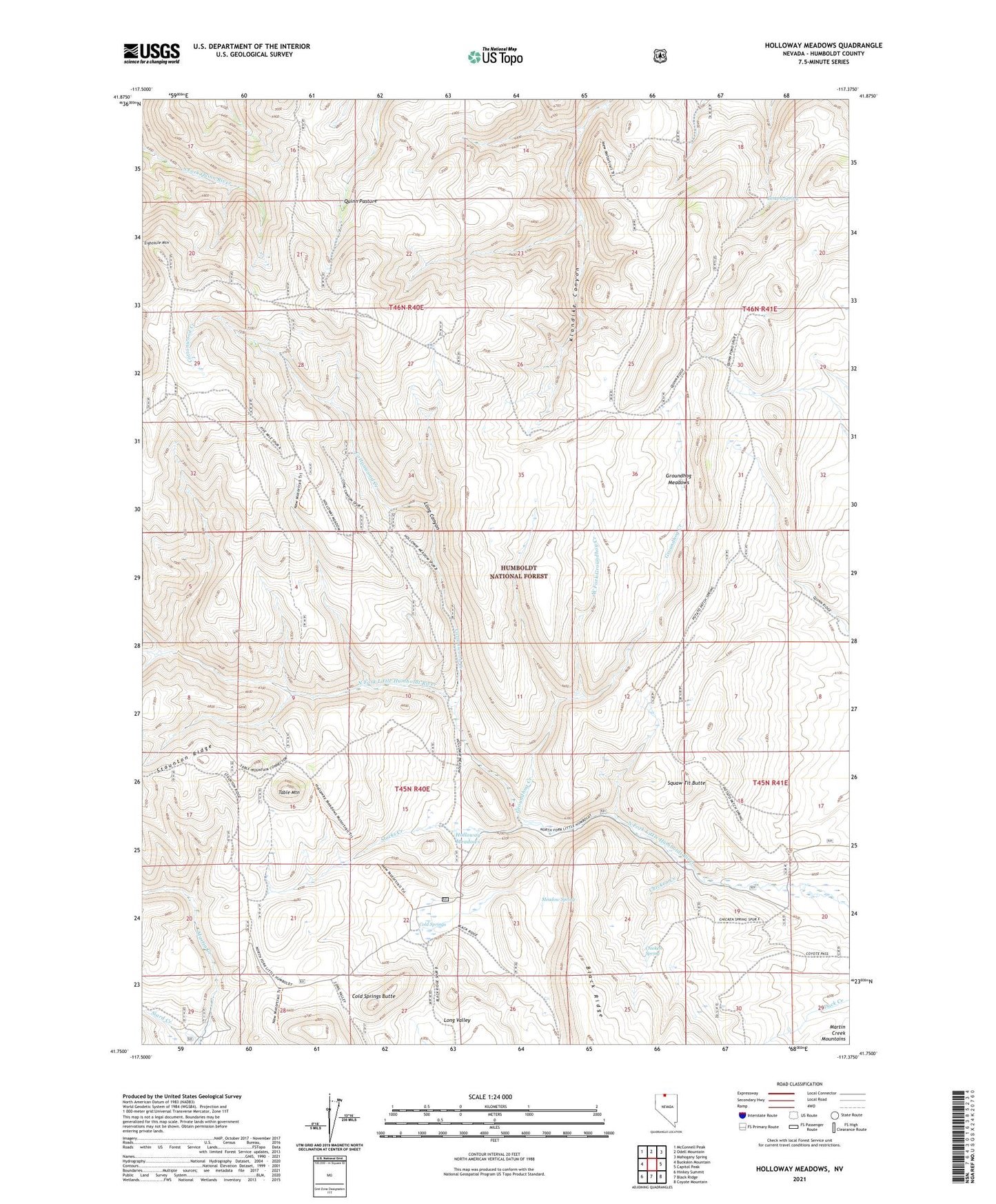 Holloway Meadows Nevada US Topo Map Image