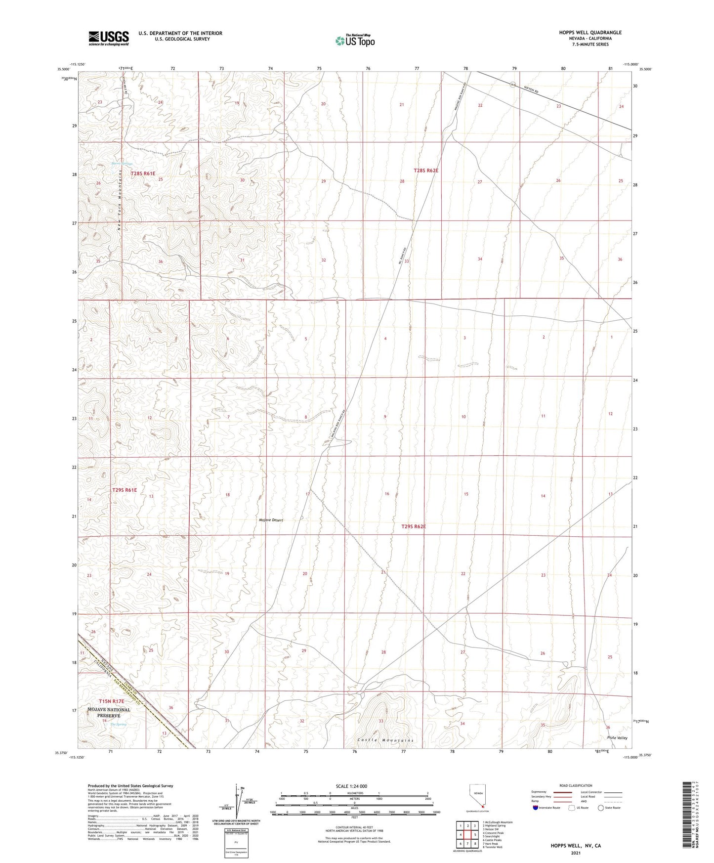 Hopps Well Nevada US Topo Map Image