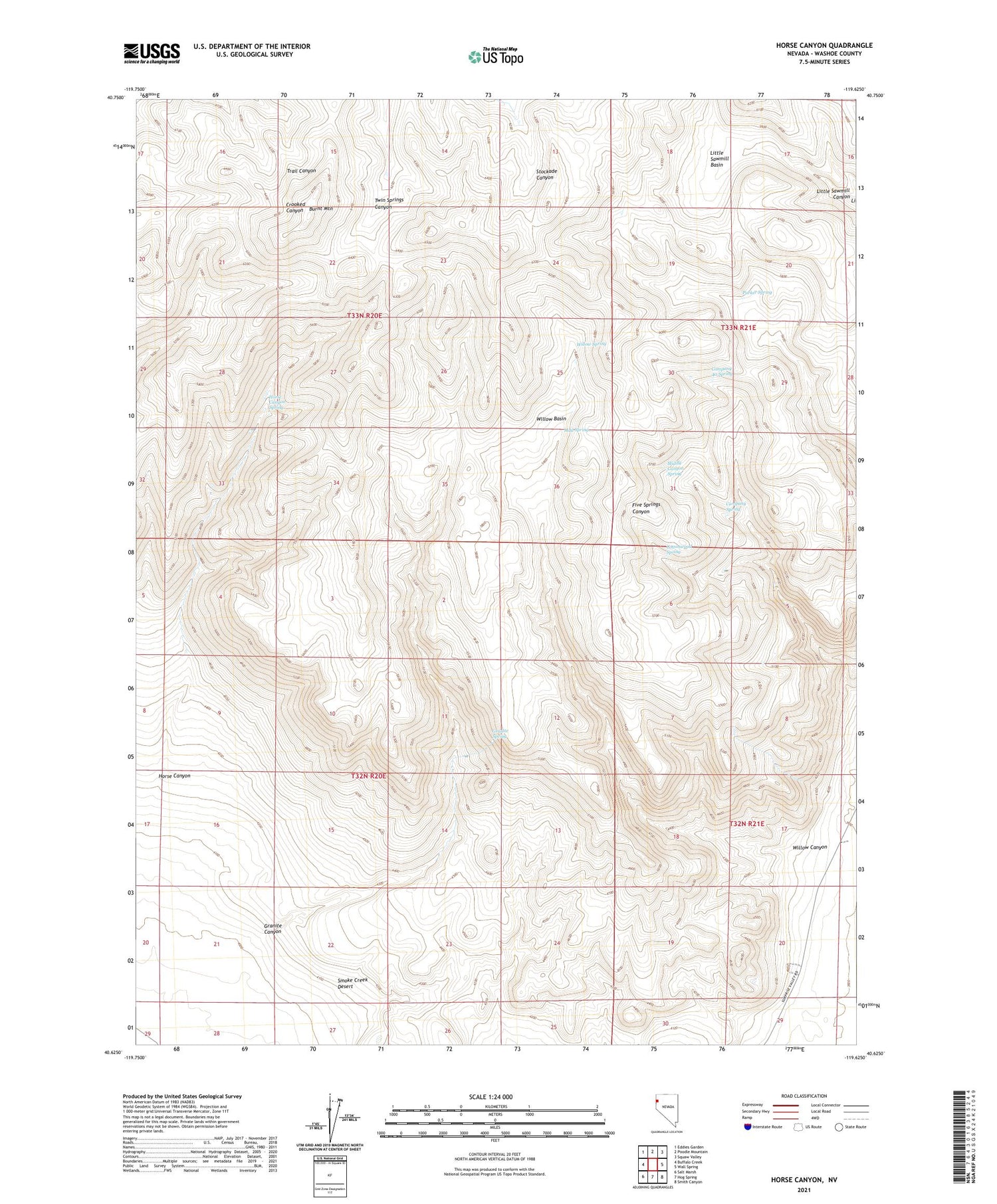 Horse Canyon Nevada US Topo Map Image