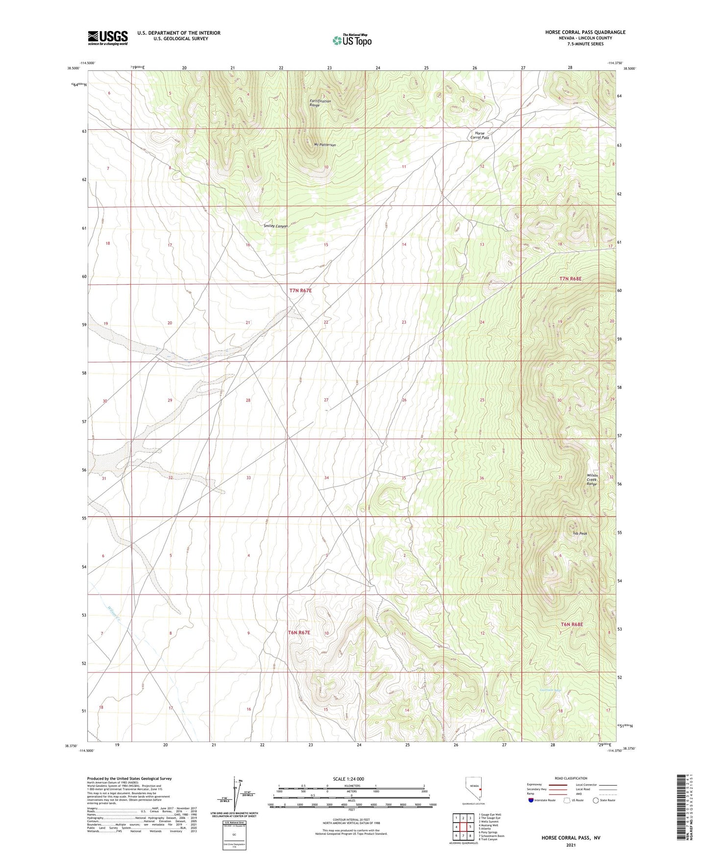 Horse Corral Pass Nevada US Topo Map Image