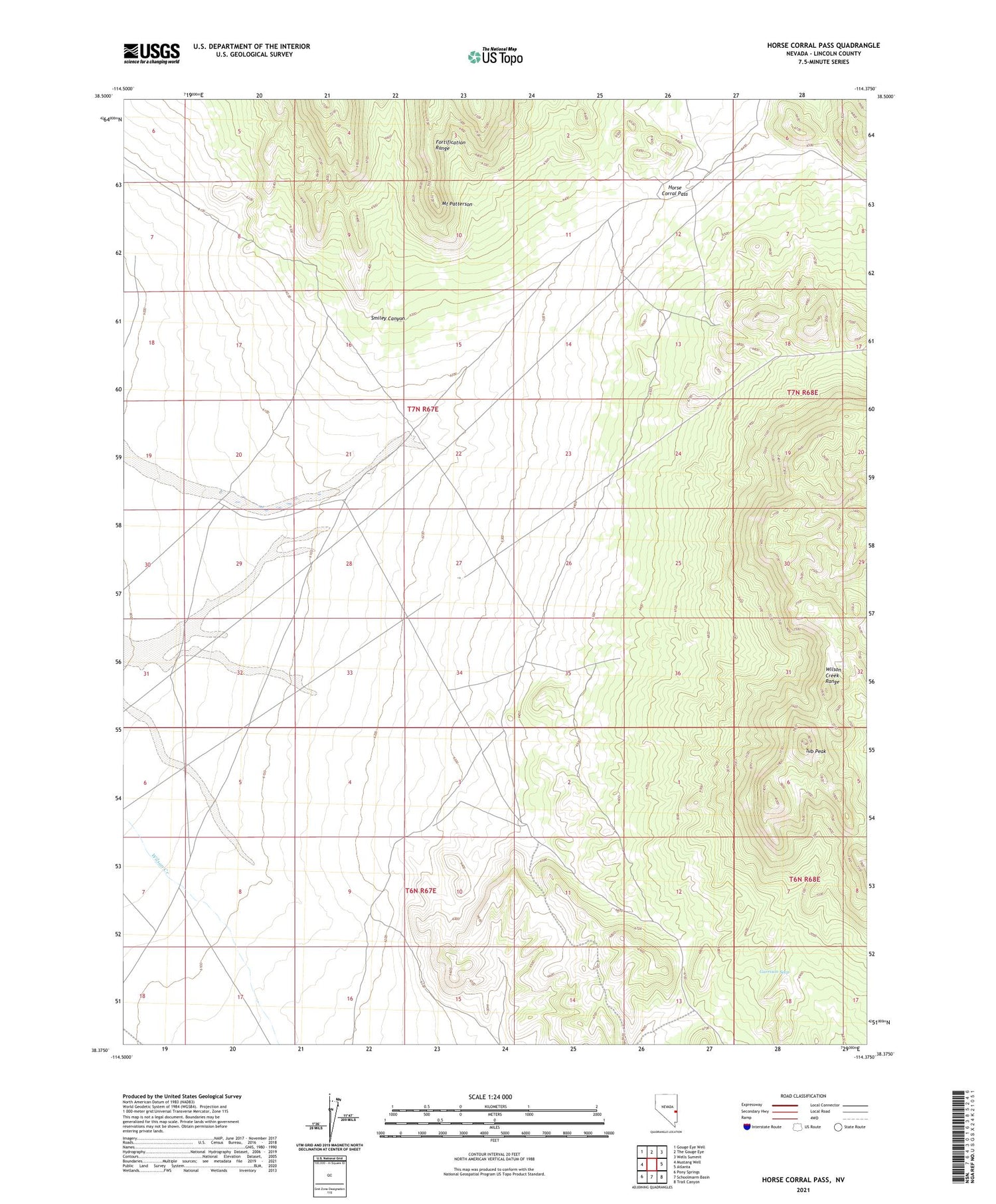 Horse Corral Pass Nevada US Topo Map Image