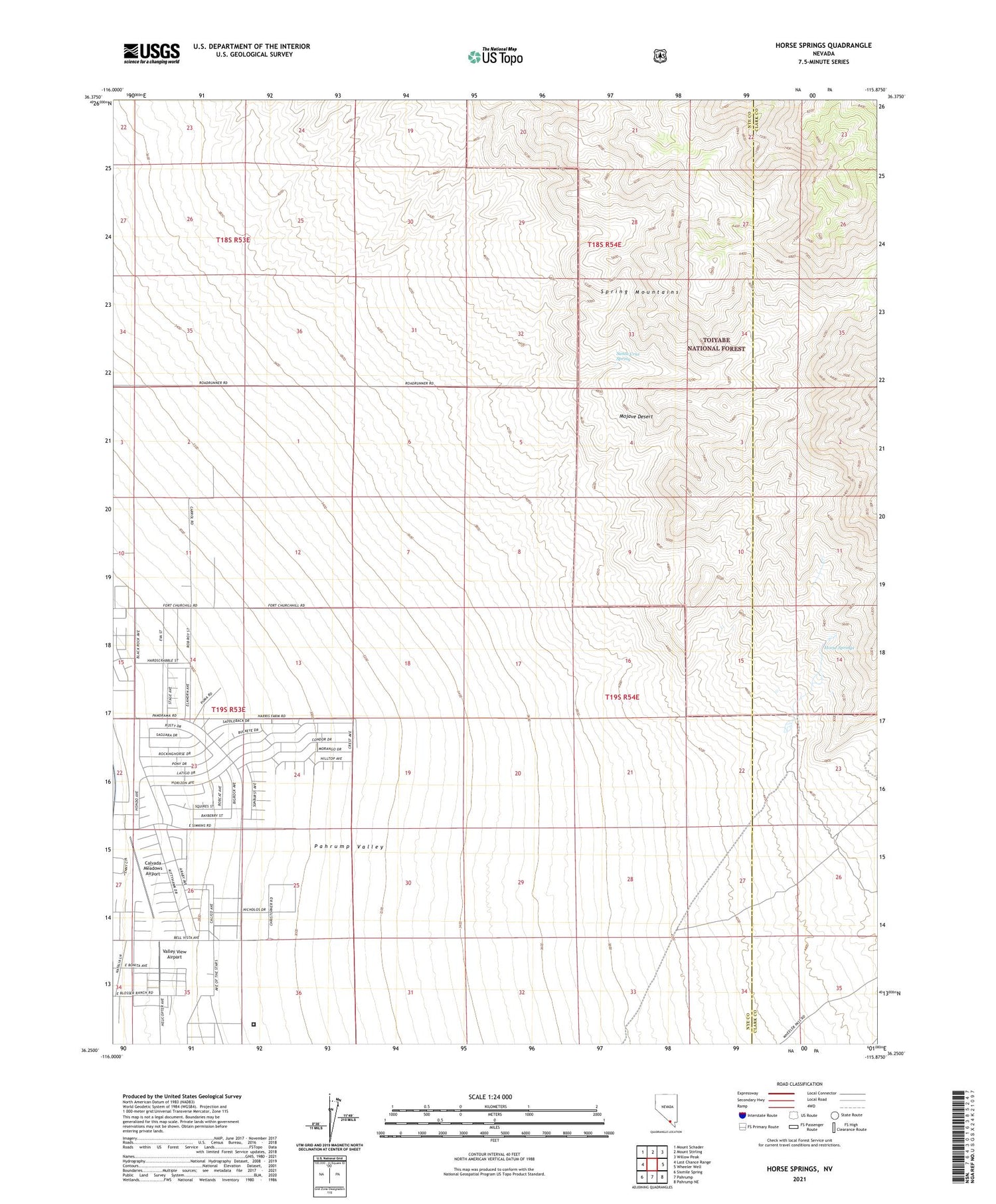 Horse Springs Nevada US Topo Map Image