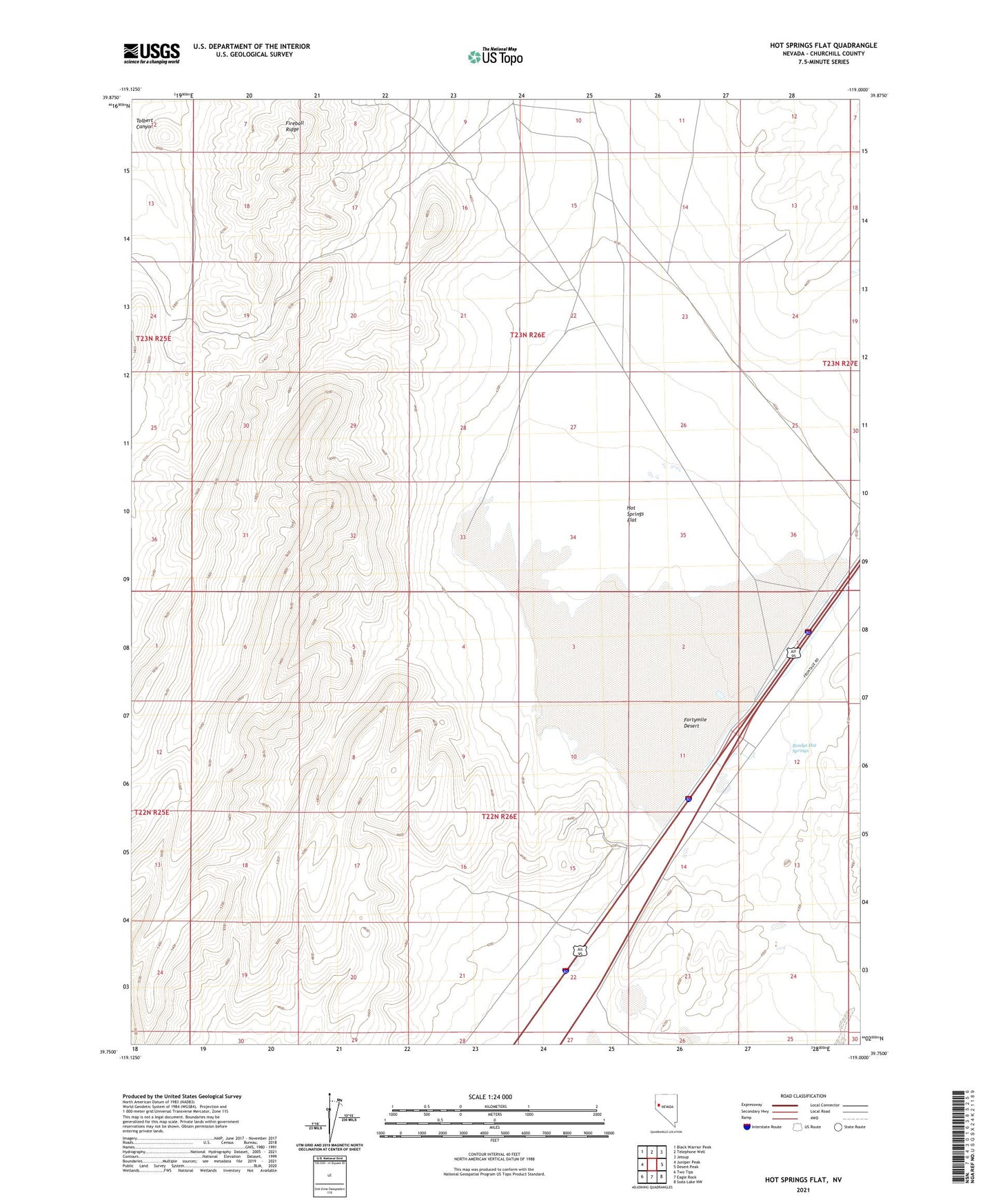 Hot Springs Flat Nevada US Topo Map Image