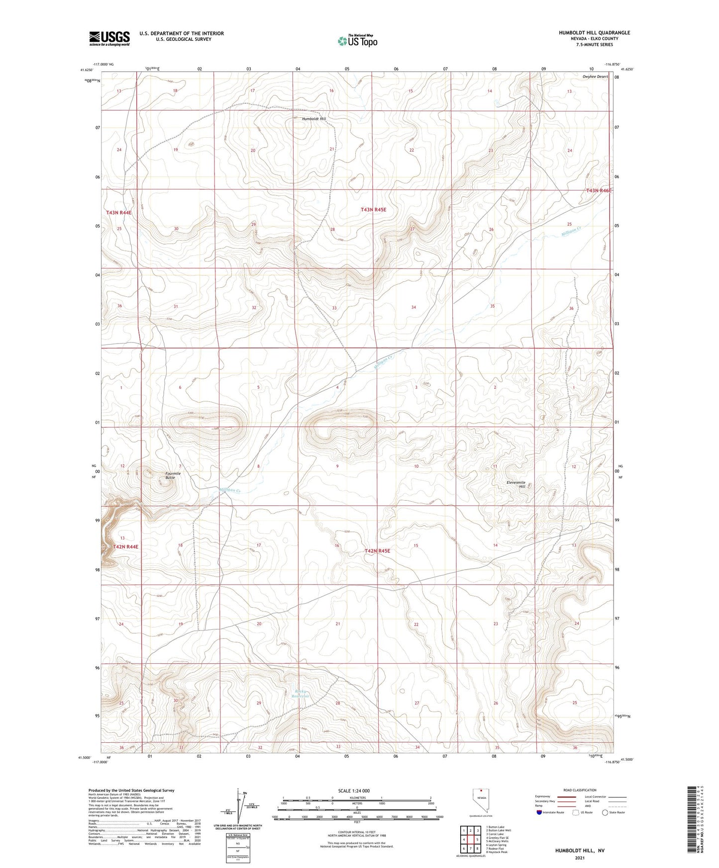 Humboldt Hill Nevada US Topo Map Image