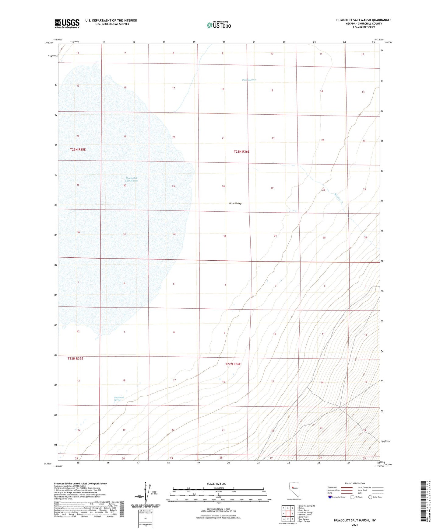 Humboldt Salt Marsh Nevada US Topo Map Image