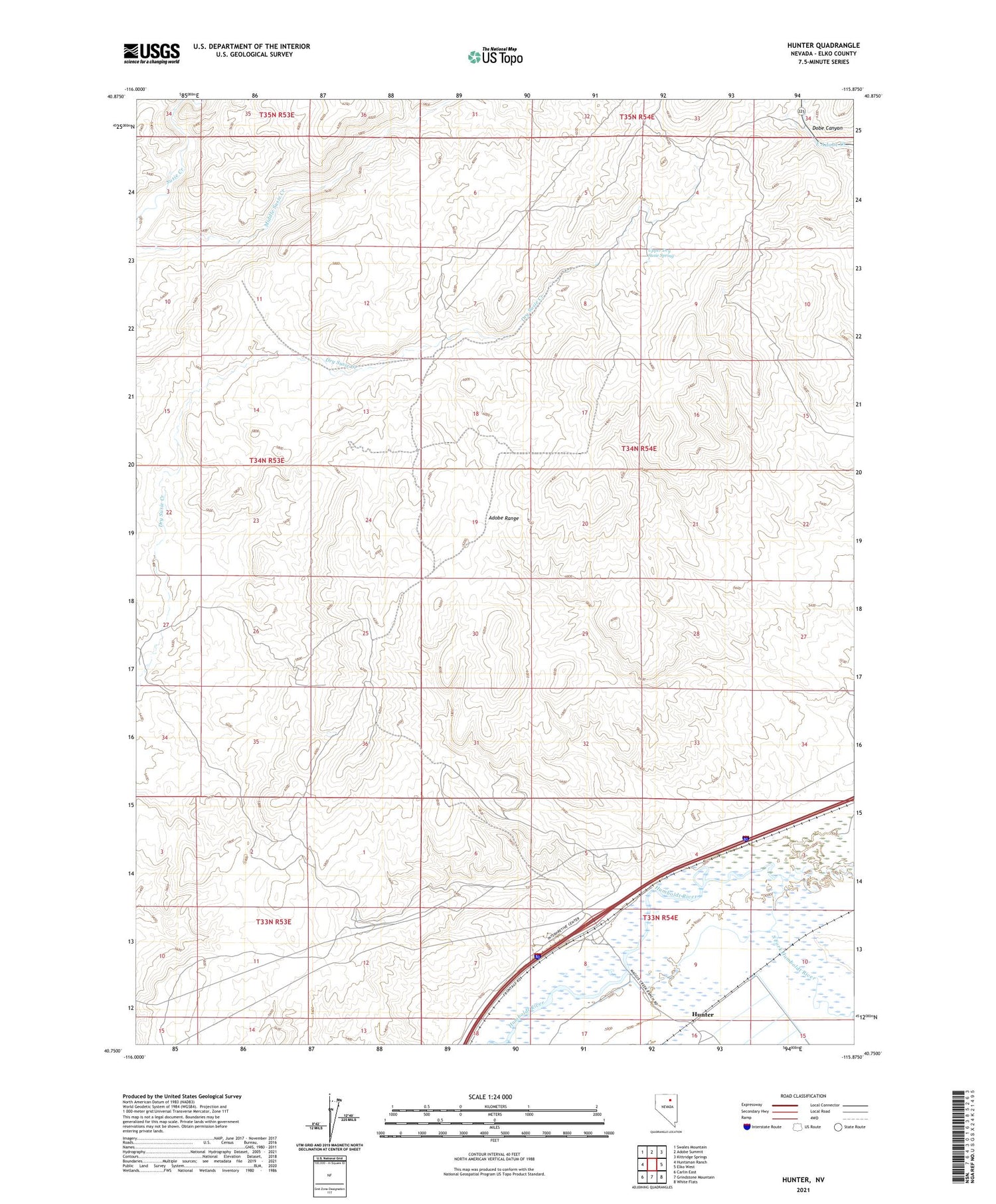 Hunter Nevada US Topo Map Image