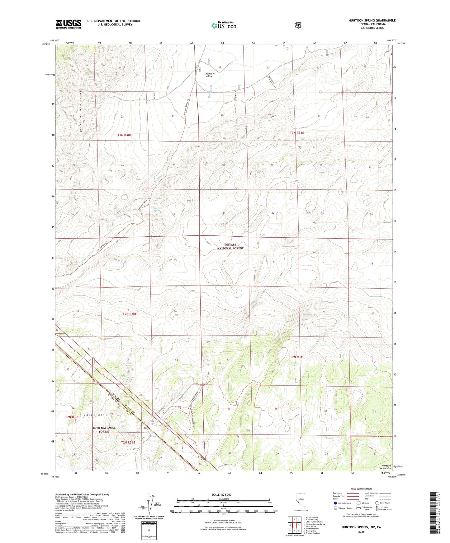Huntoon Spring Nevada US Topo Map Image
