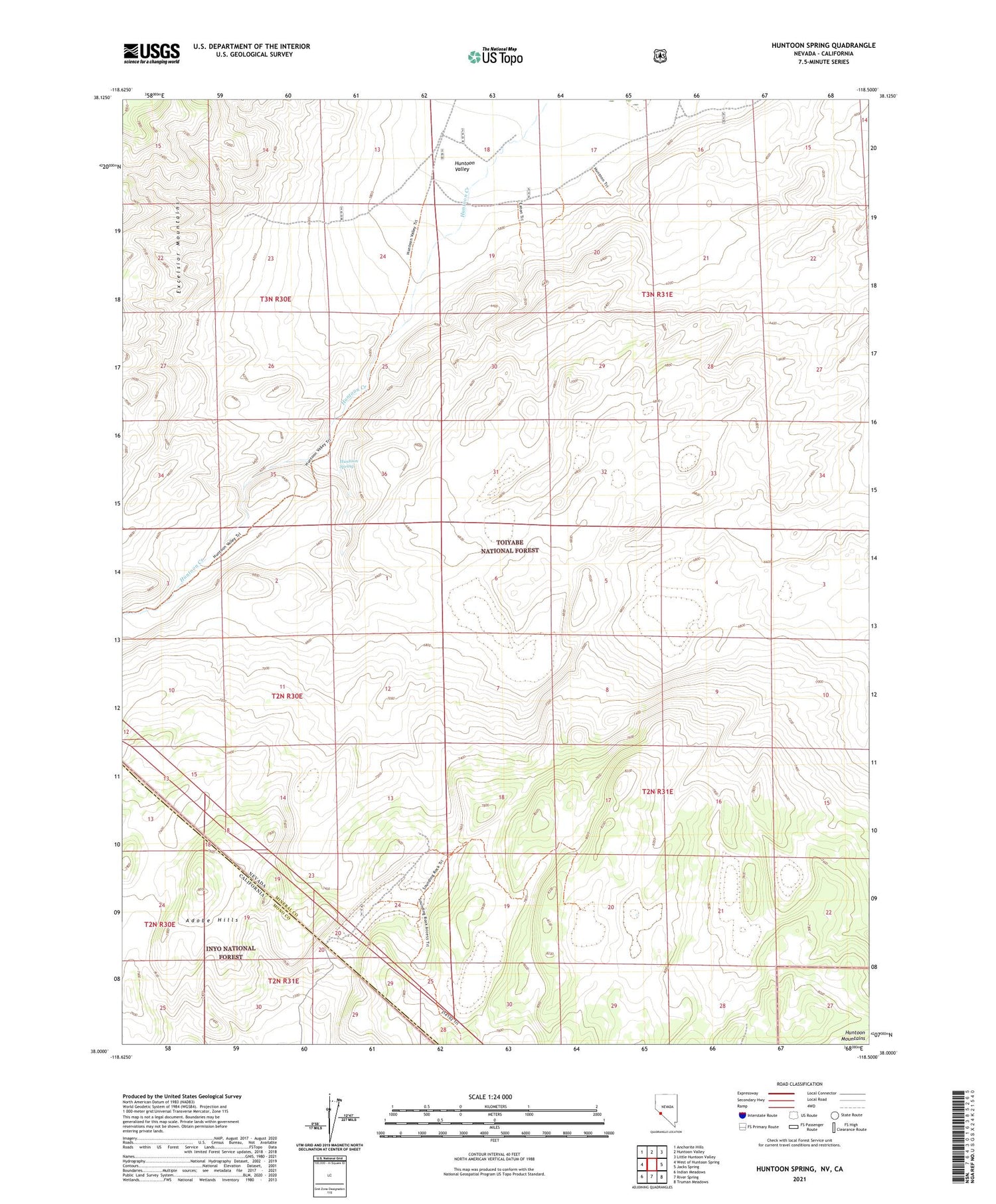 Huntoon Spring Nevada US Topo Map Image