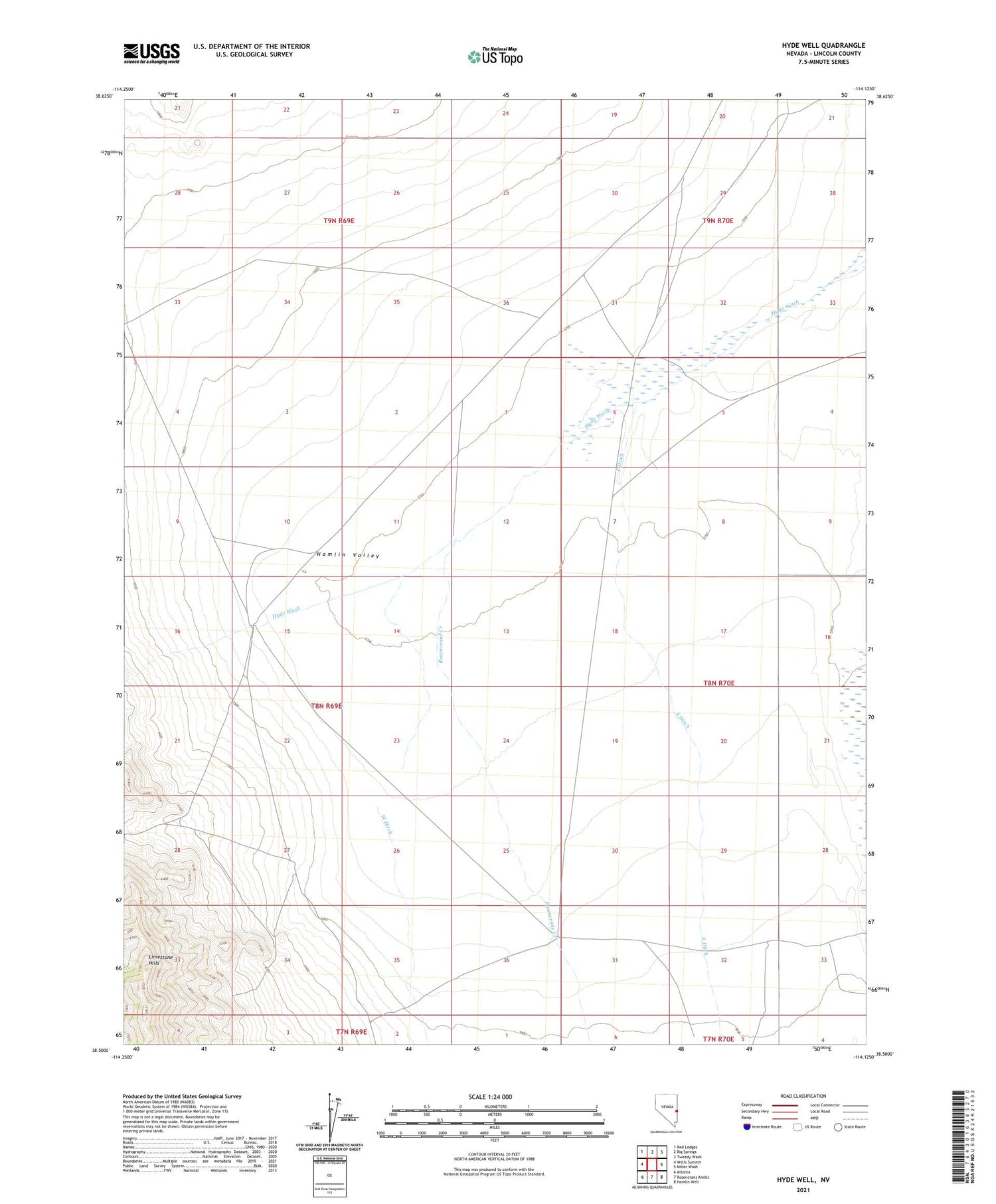 Hyde Well Nevada US Topo Map Image