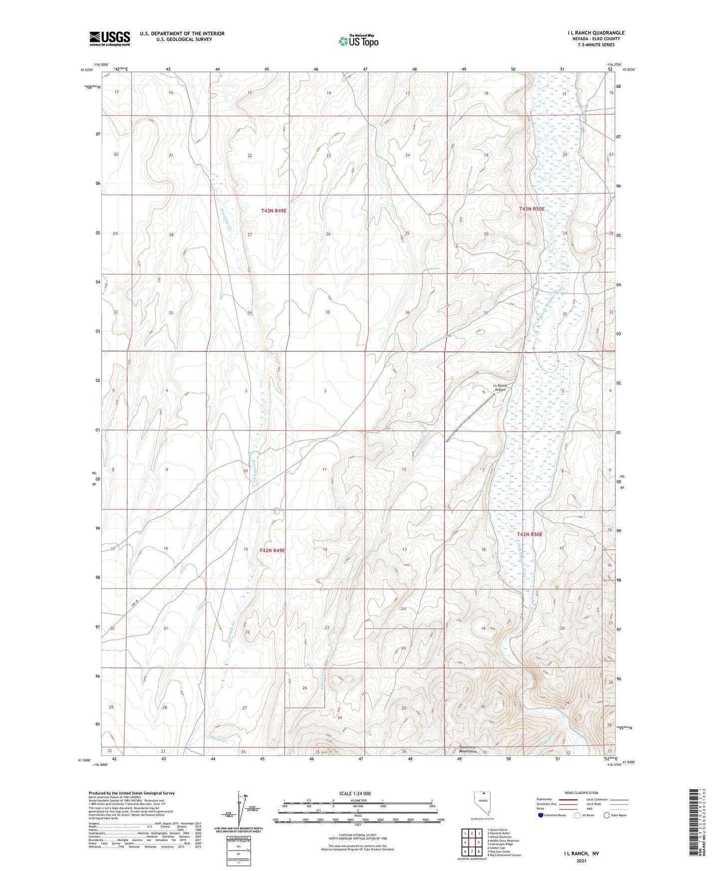 I L Ranch Nevada US Topo Map Image