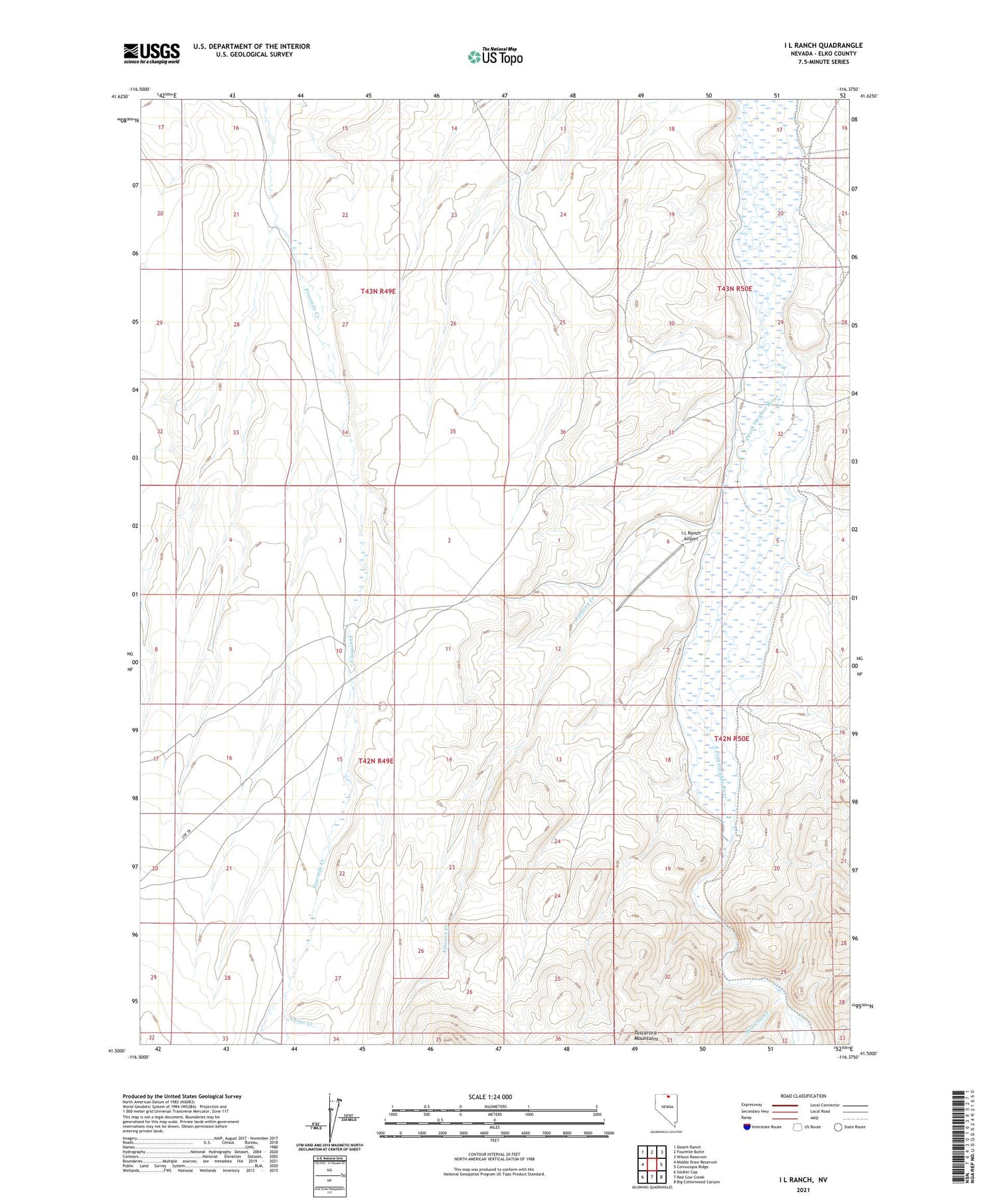 I L Ranch Nevada US Topo Map Image