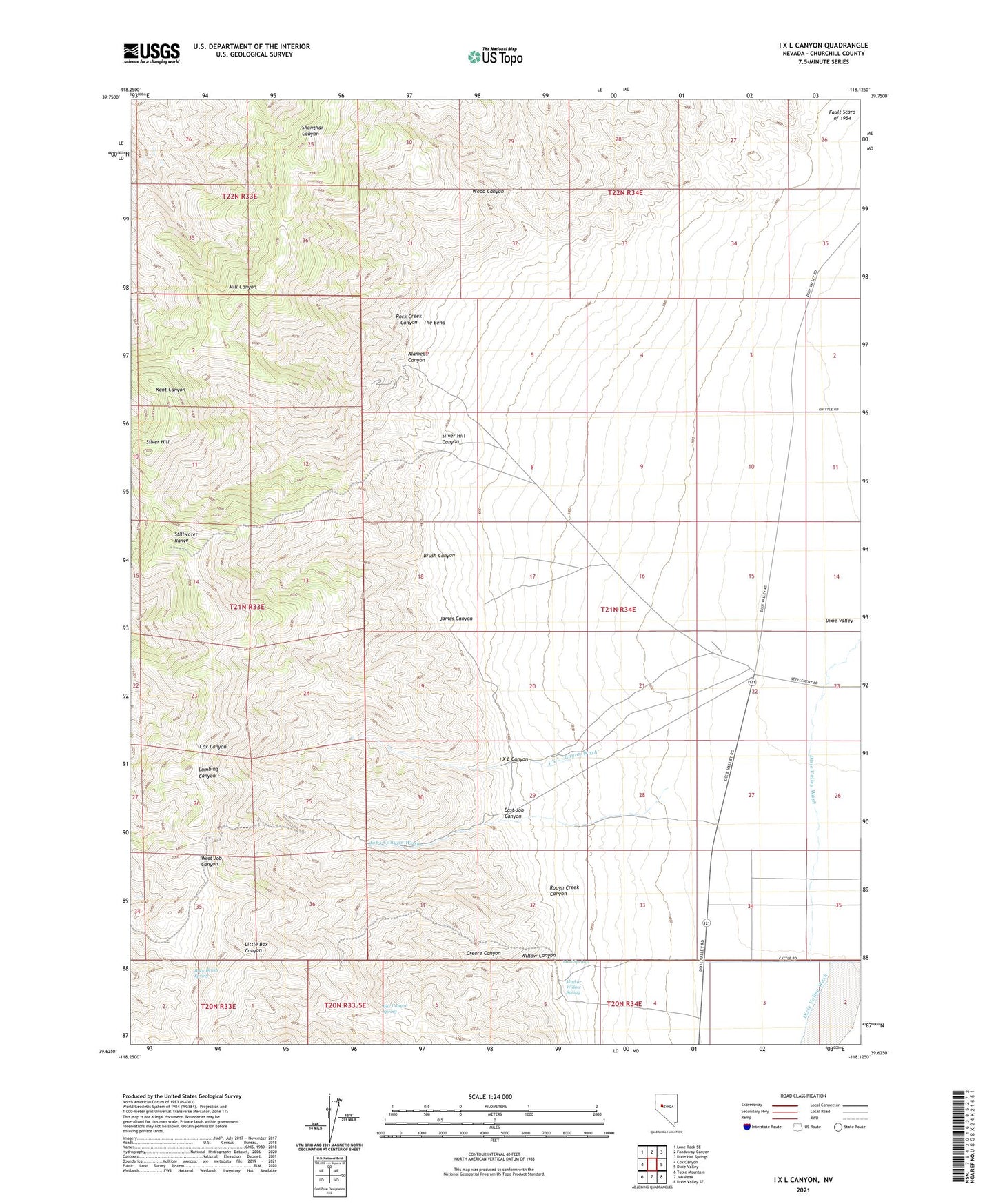 I X L Canyon Nevada US Topo Map Image